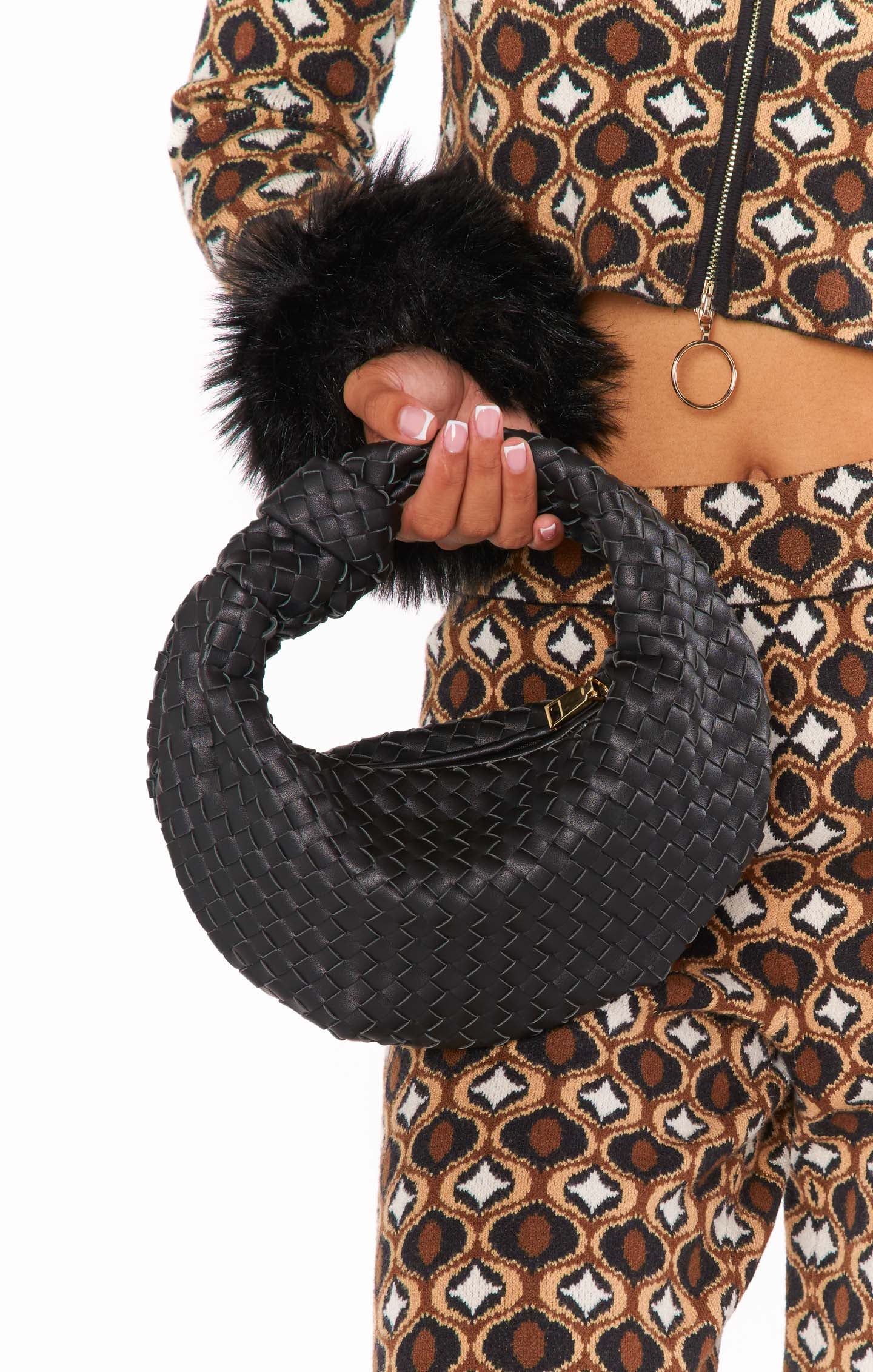 Woven Shoulder Bag for Women | Melie Bianco Willow Black