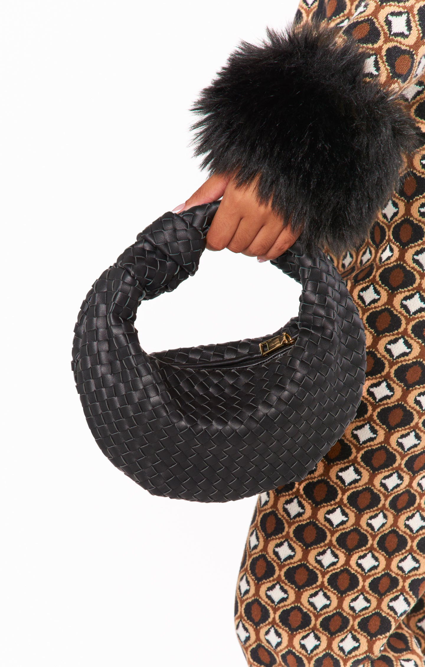 Woven Shoulder Bag for Women | Melie Bianco Willow Black