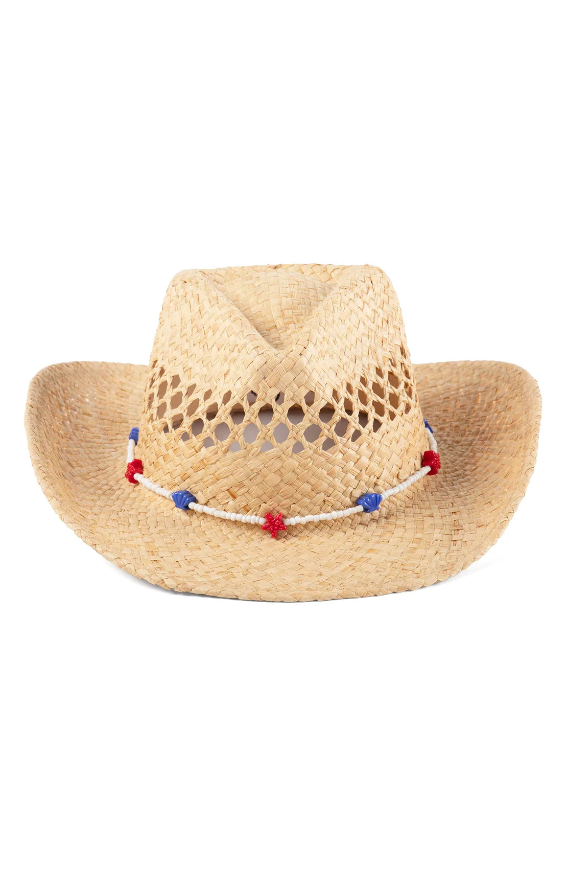 Raffia Straw Cowboy Hat with Beaded Seashell Band | Lack of Color