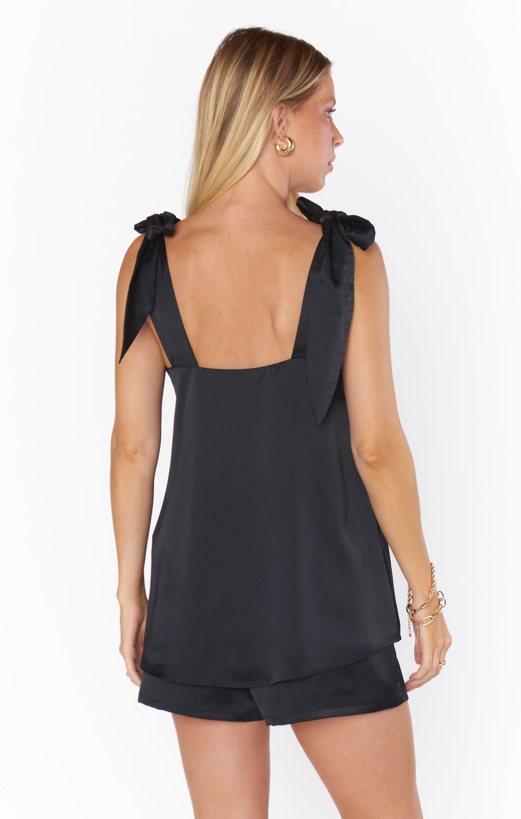 Black Satin Makeup Tank for Sleepovers & Bach Weekends | Luxe