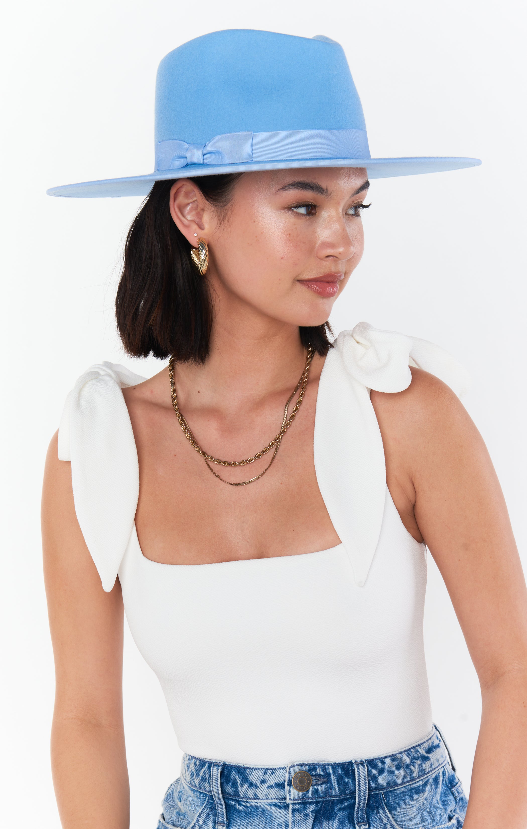 Sky Blue Wool Fedora Hat with Rigid Crown | Lack of Color