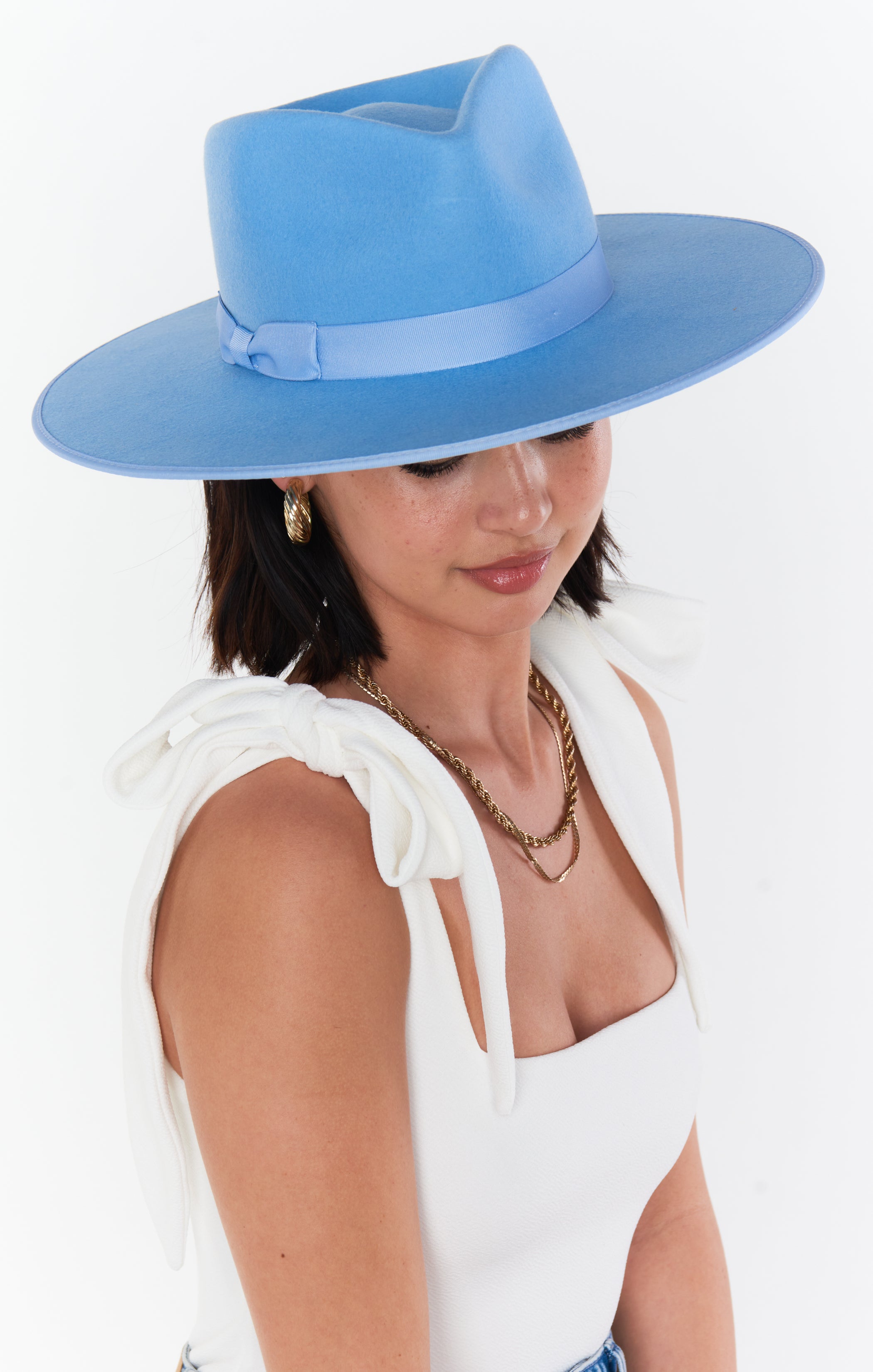 Sky Blue Wool Fedora Hat with Rigid Crown | Lack of Color