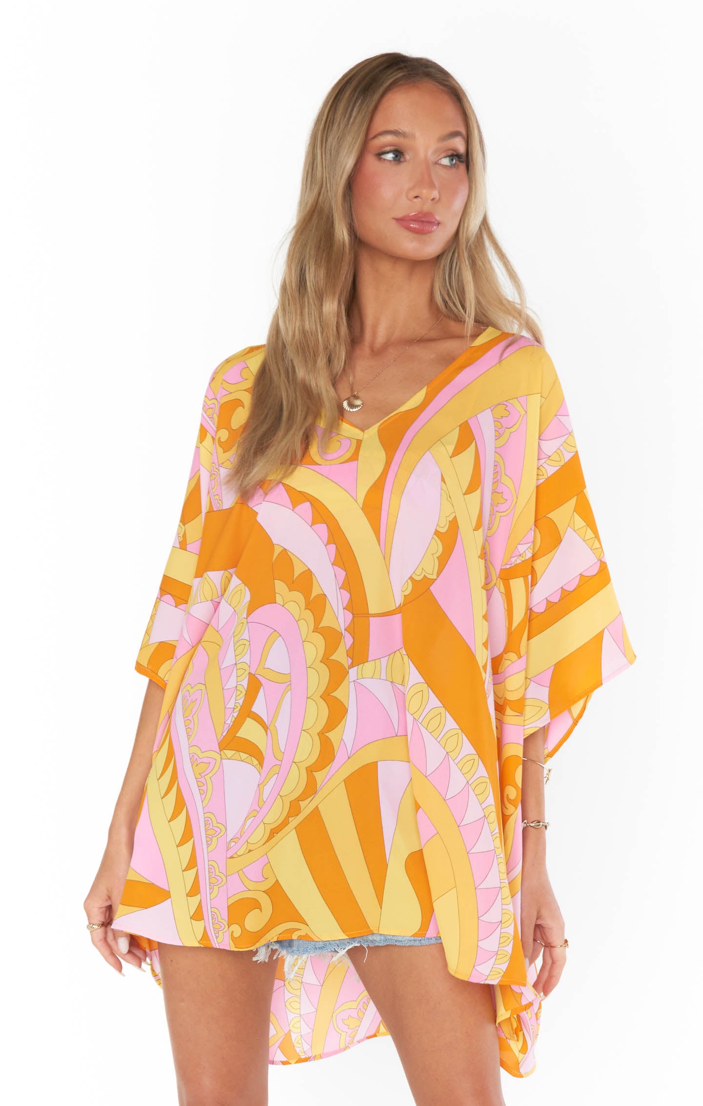 Oversized Pink & Orange Tunic for Beach & Casual Wear | Peta Caribbean Cocktail