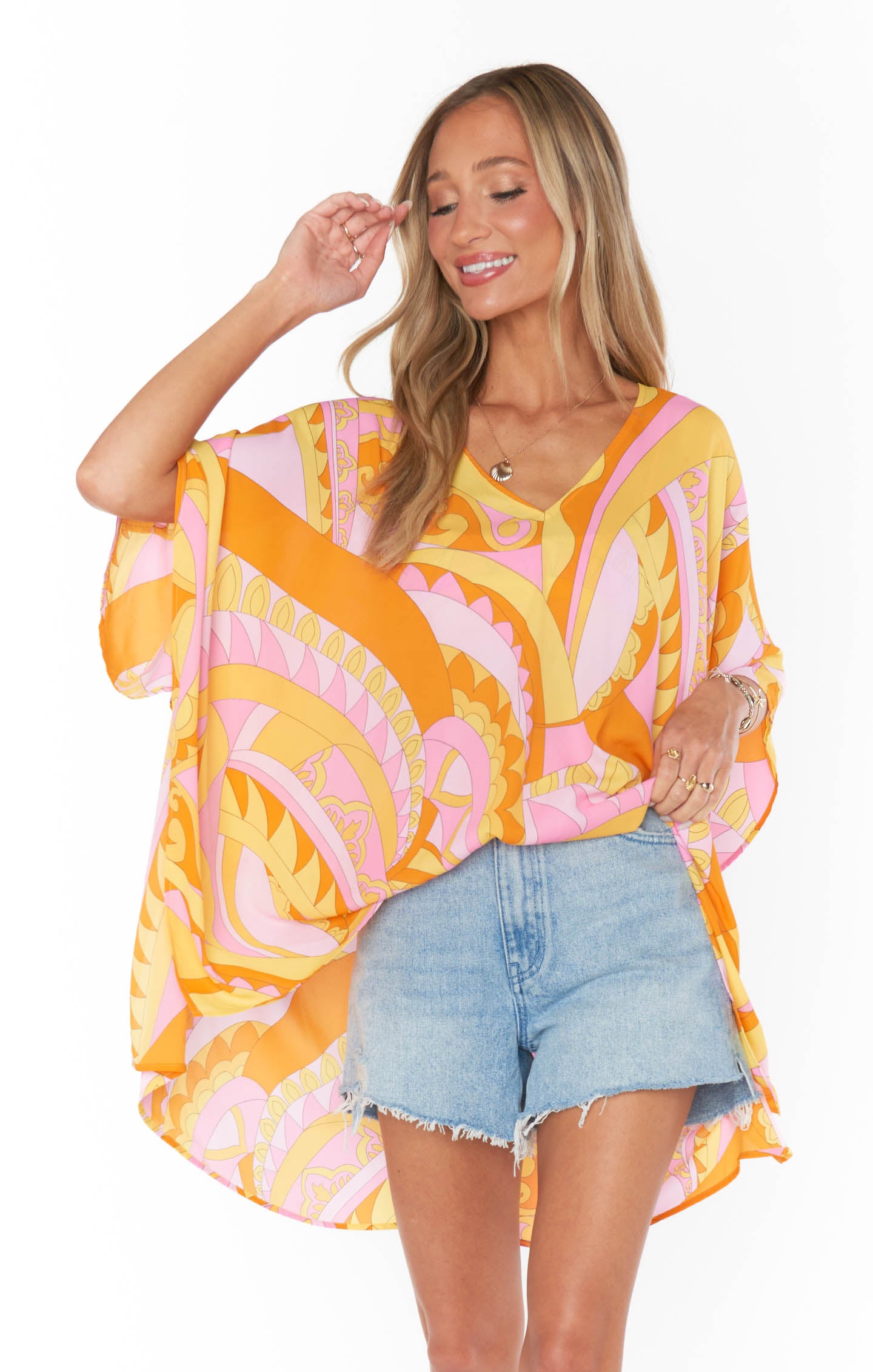 Oversized Pink & Orange Tunic for Beach & Casual Wear | Peta Caribbean Cocktail