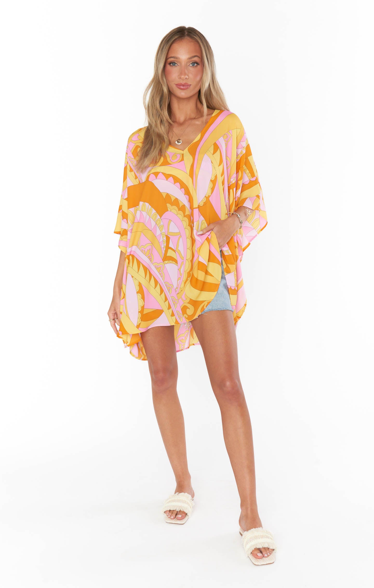 Oversized Pink & Orange Tunic for Beach & Casual Wear | Peta Caribbean Cocktail