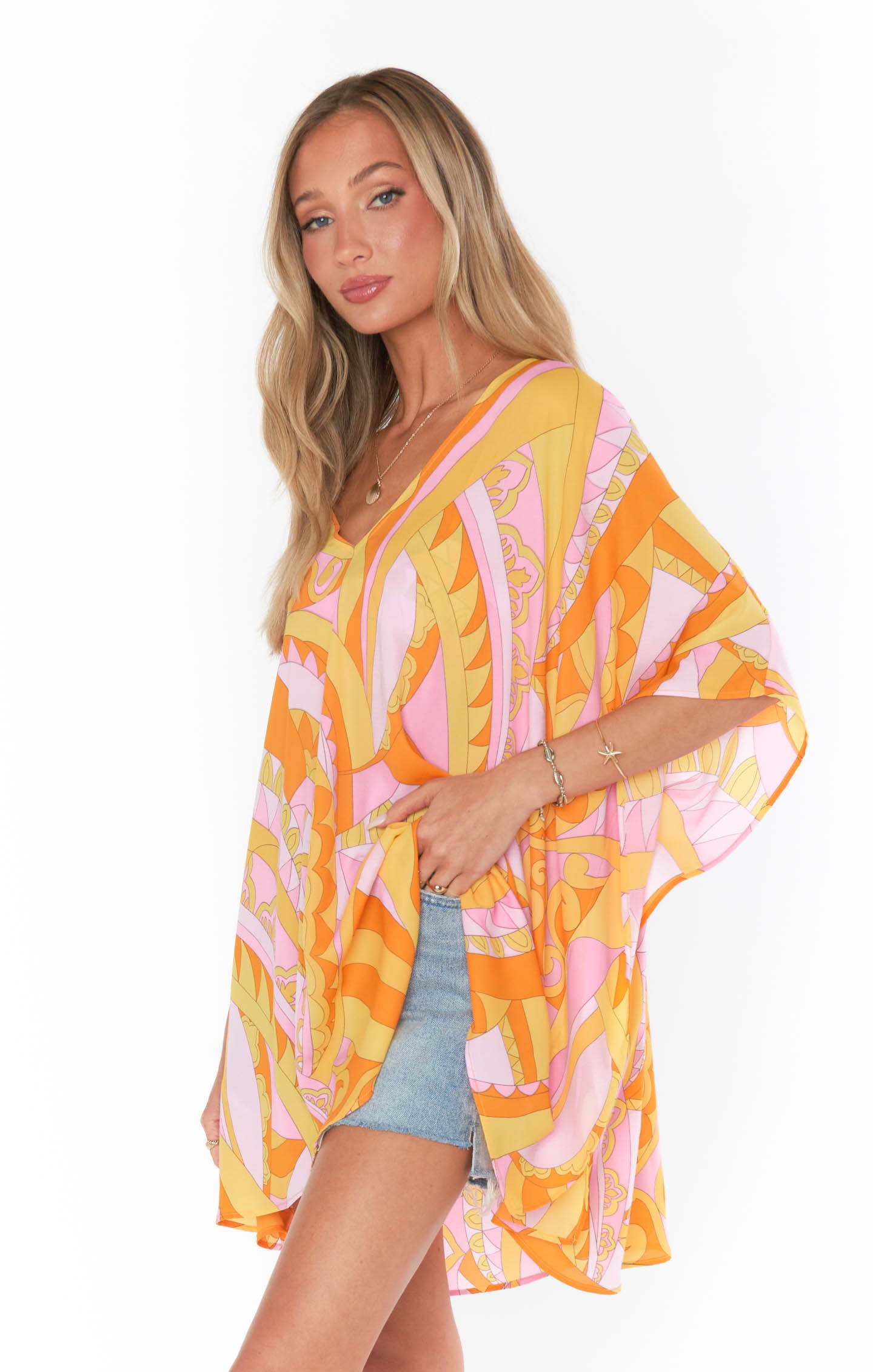 Oversized Pink & Orange Tunic for Beach & Casual Wear | Peta Caribbean Cocktail