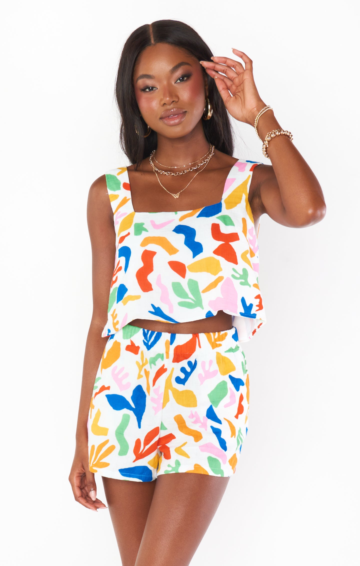 Square Neck Crop Top with Thick Straps | Primary Paradise