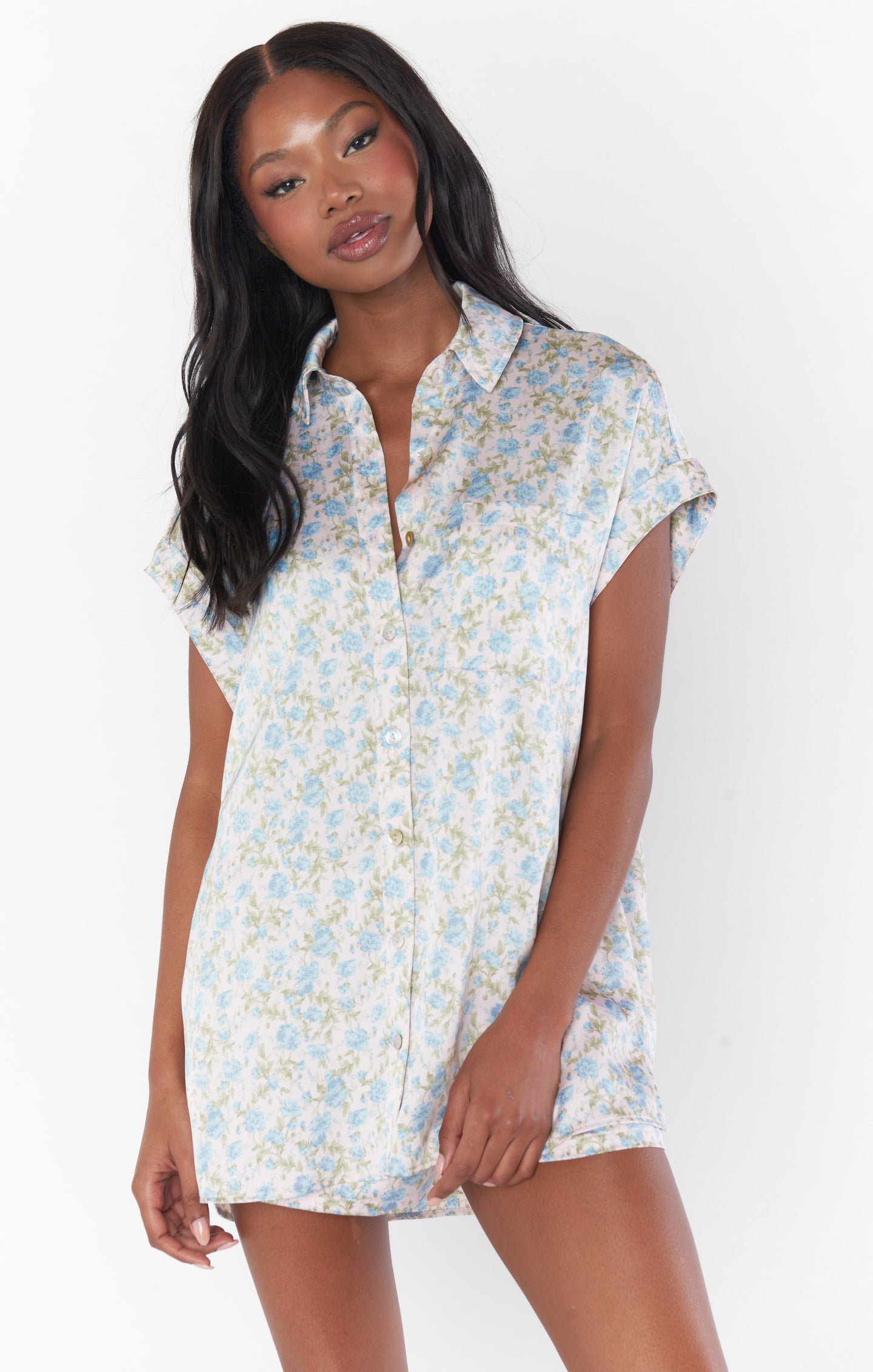 Silk Satin Button-Up Shirt for Bridal Parties | Charming Rose