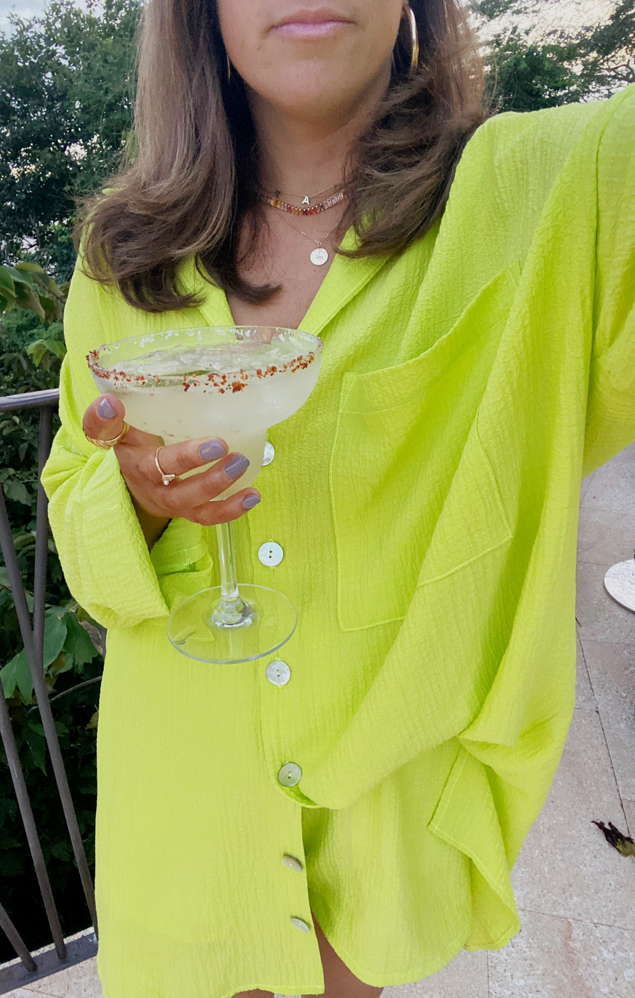 Oversized Citrine Gauze Button Down Shirt | Johns