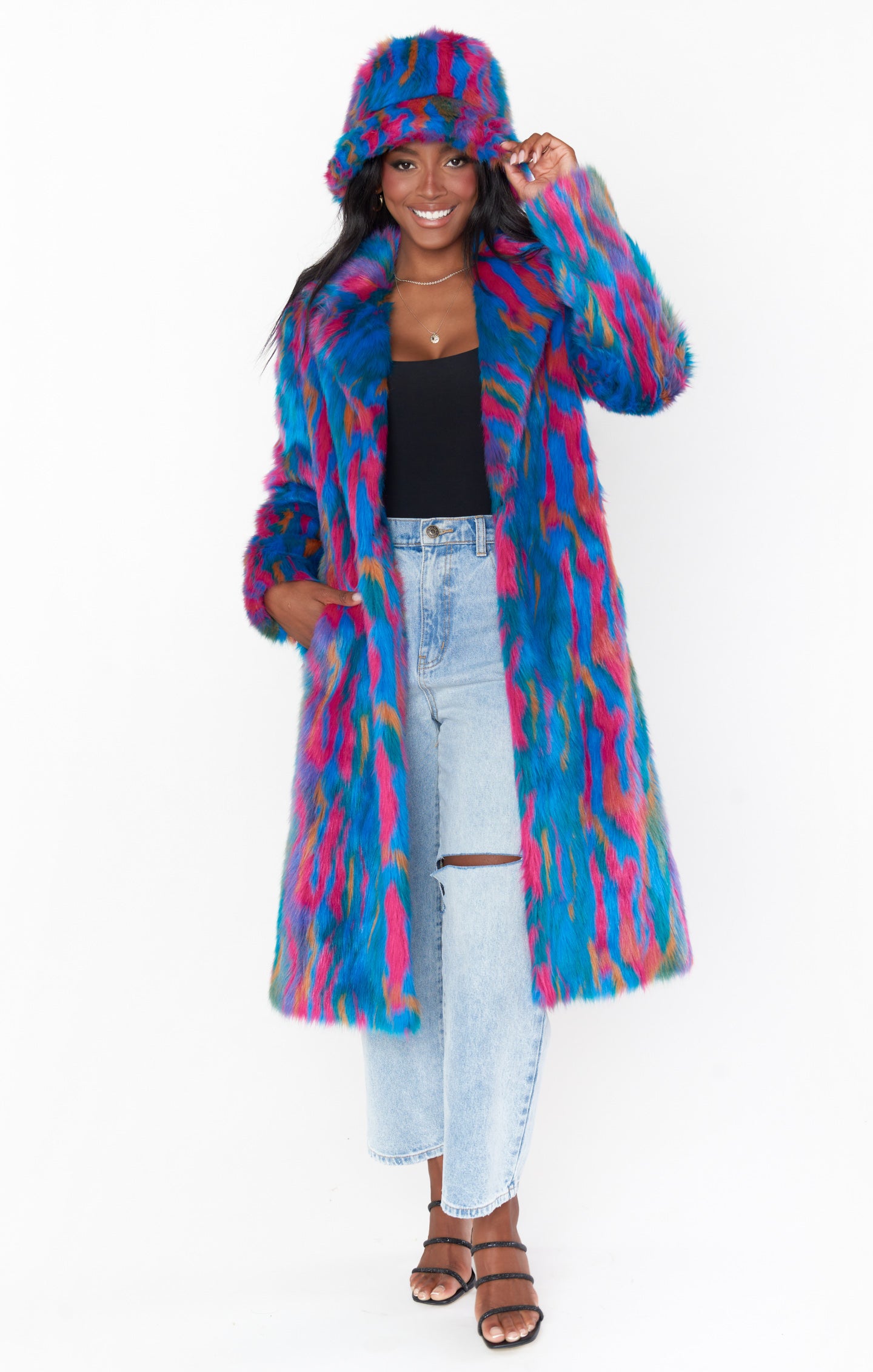 Galaxy Faux Fur Bucket Hat for Women | Miss Tiffy