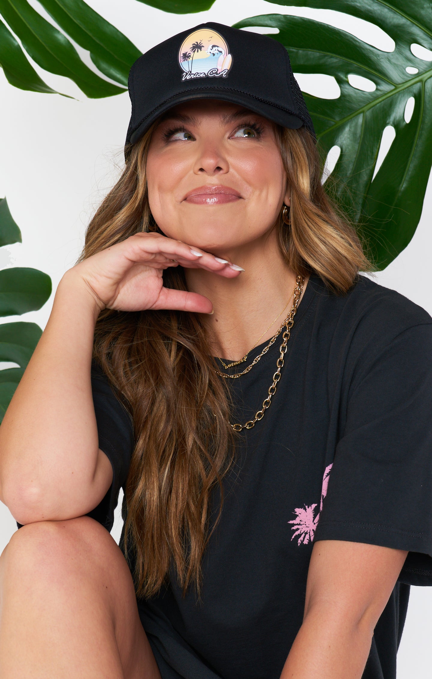 Venice Graphic Trucker Hat for Women | Black Casual Cap