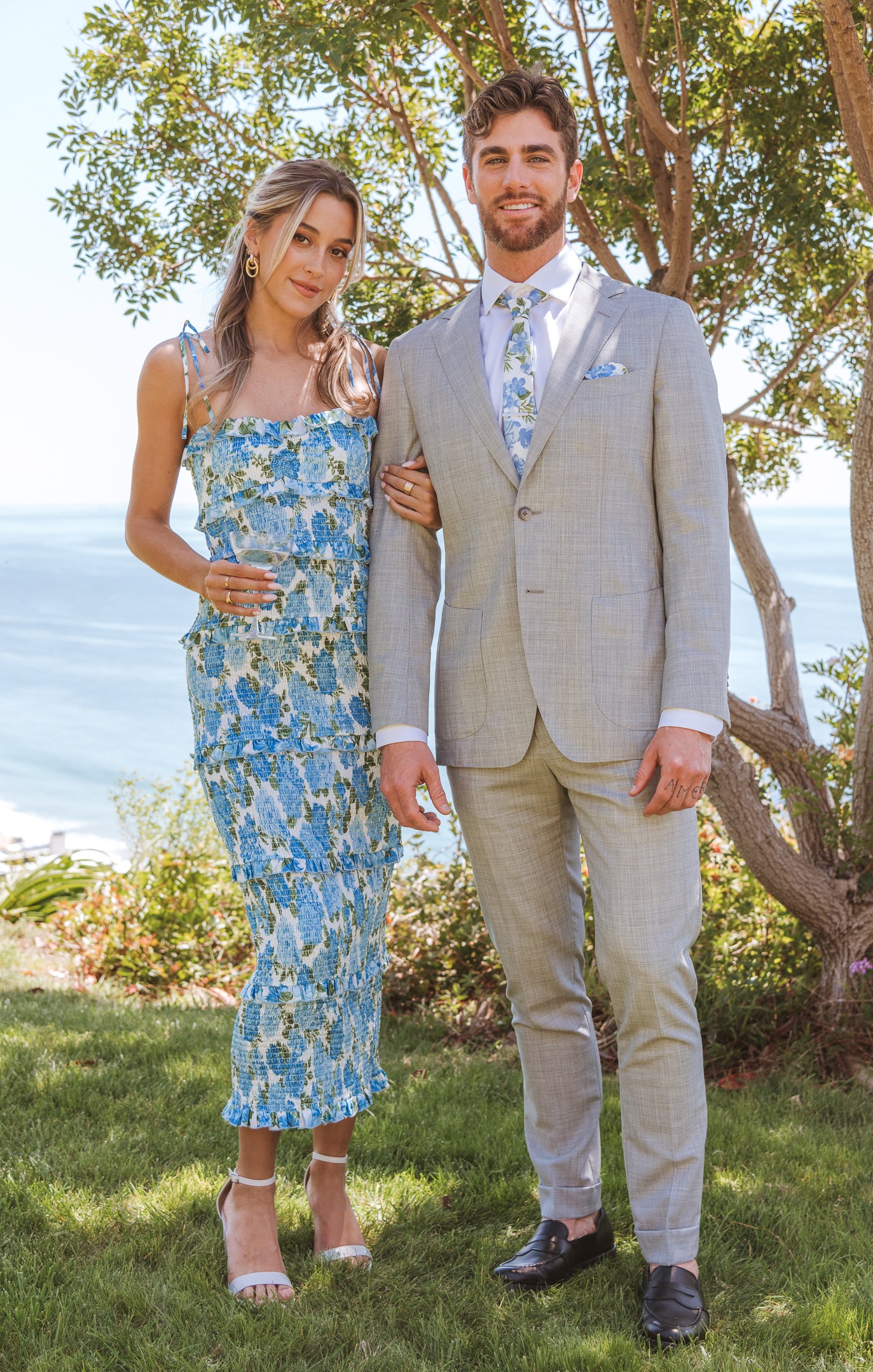 Floral Smocked Midi Dress with Adjustable Straps | Stella Cottage Blue