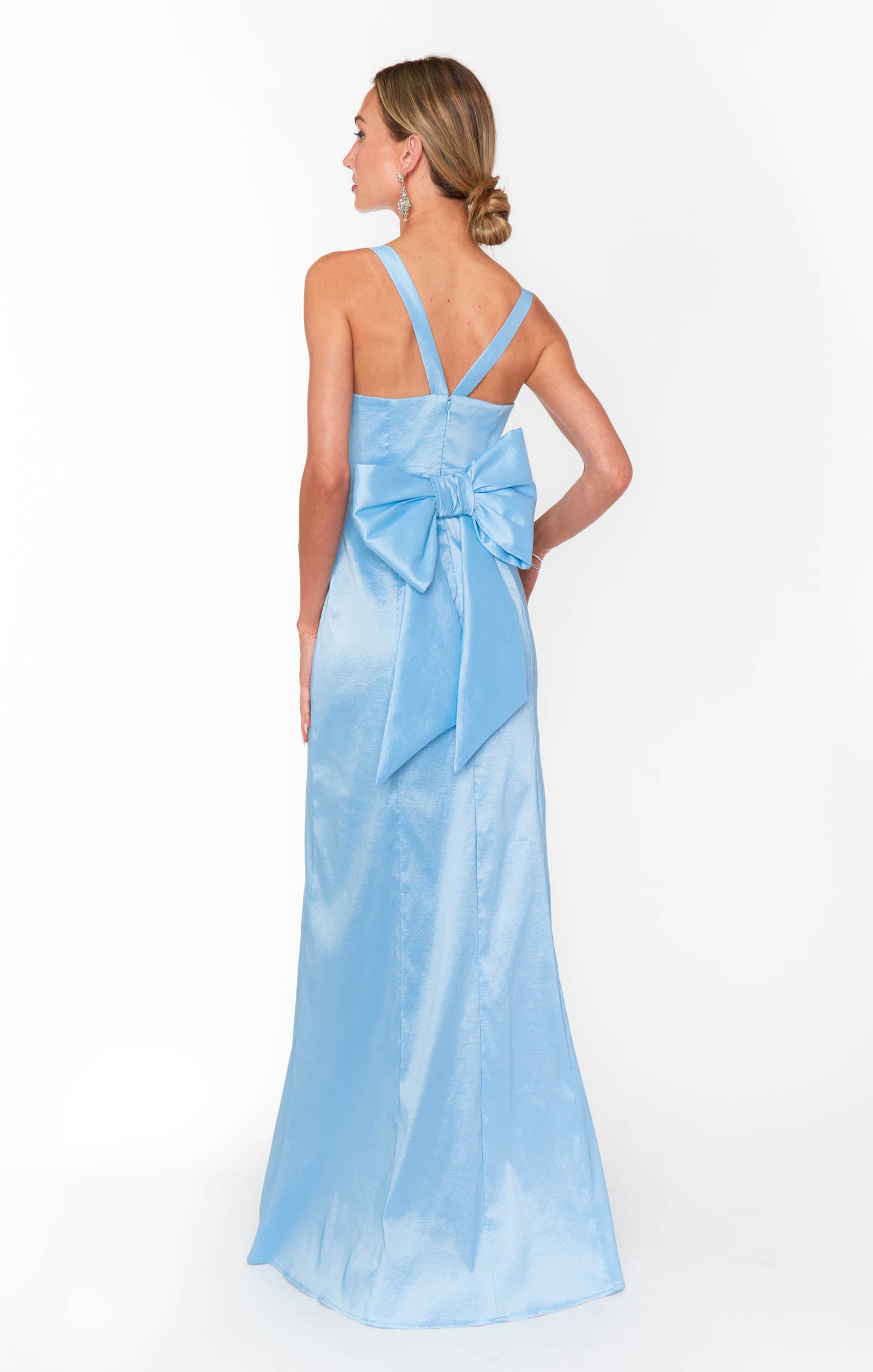 Light Blue Taffeta Bow Dress with Removable Bow | Charlotte