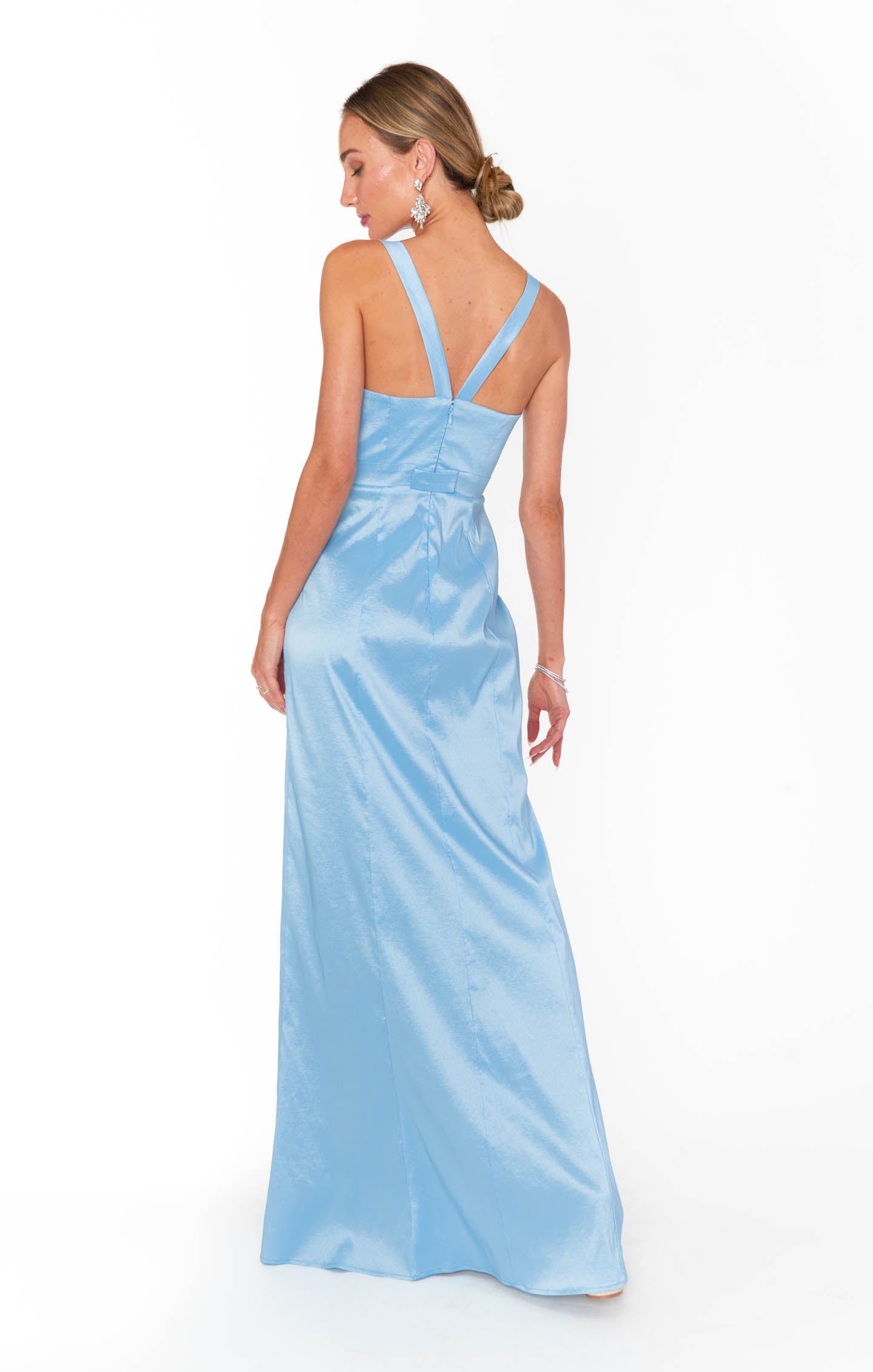 Light Blue Taffeta Bow Dress with Removable Bow | Charlotte