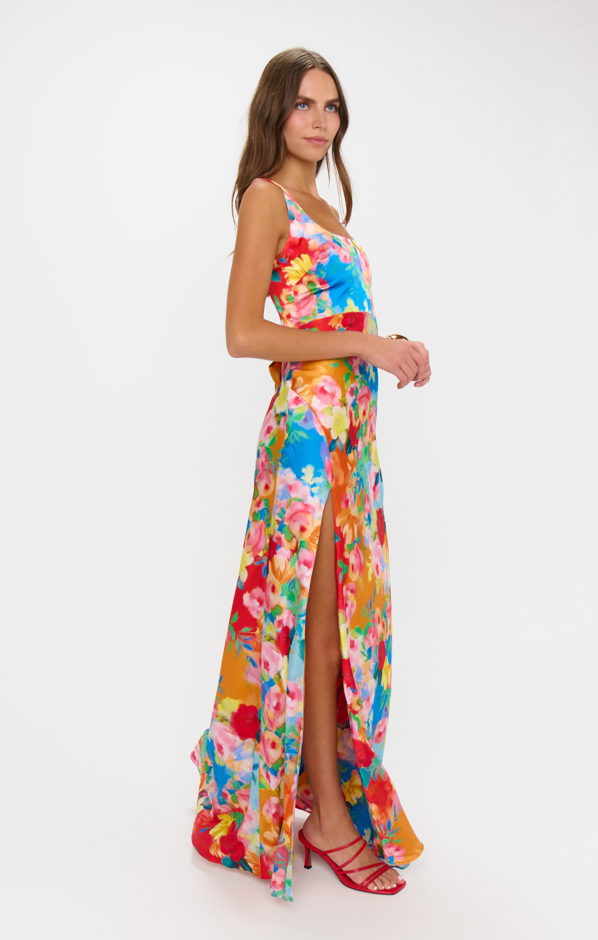 Lana Maxi Dress with Detachable Waist Sash & Leg Slit | Sunset Garden Gala