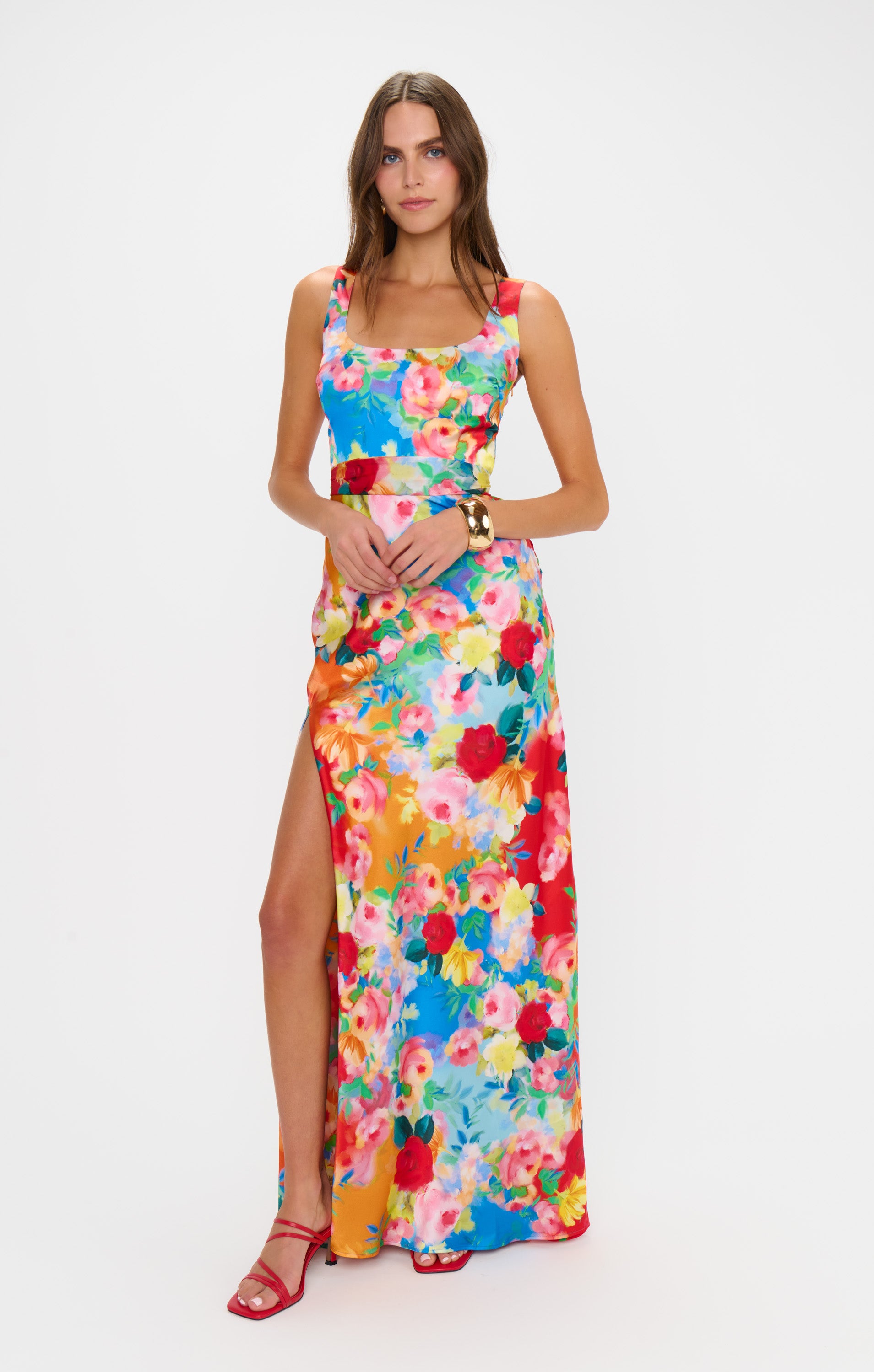 Lana Maxi Dress with Detachable Waist Sash & Leg Slit | Sunset Garden Gala