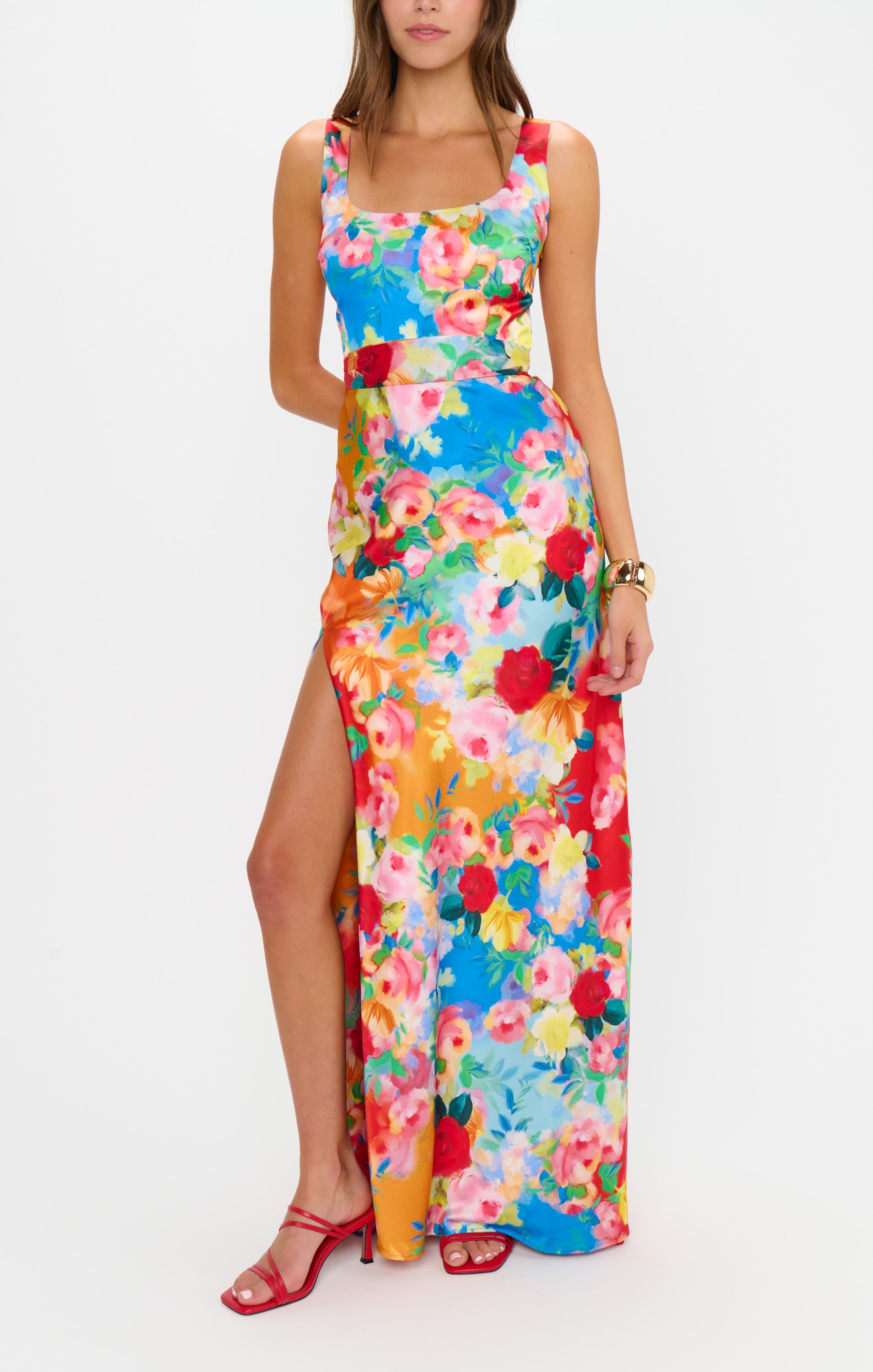 Lana Maxi Dress with Detachable Waist Sash & Leg Slit | Sunset Garden Gala