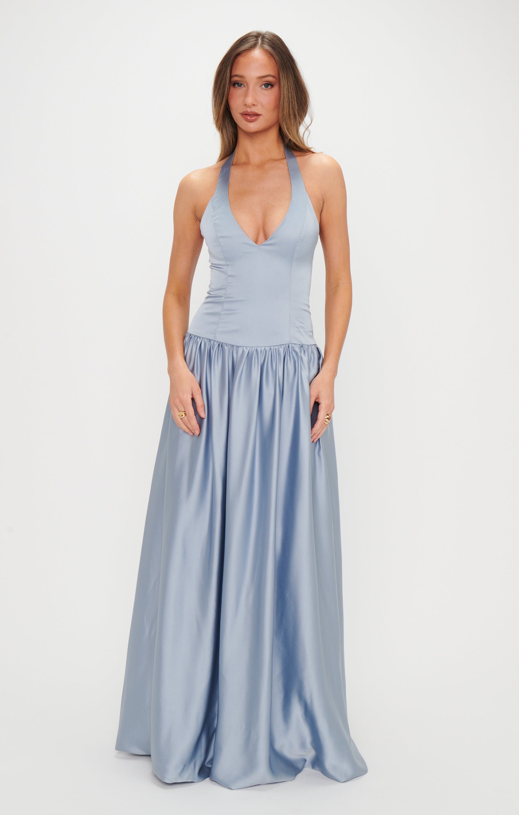 Elegant Halter Neck Maxi Dress for Bridesmaids & Formal Events | Eliza