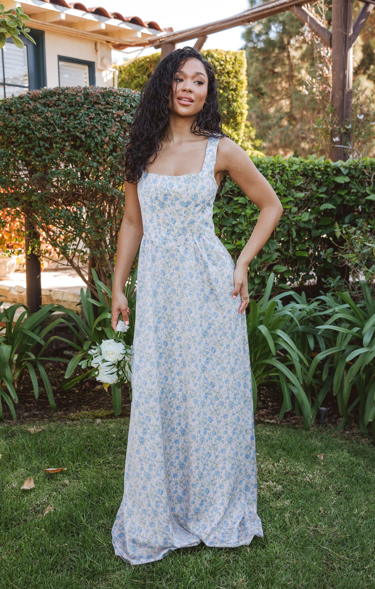 Elegant Satin Maxi Dress with Corset Bodice & Smocked Back | Nina