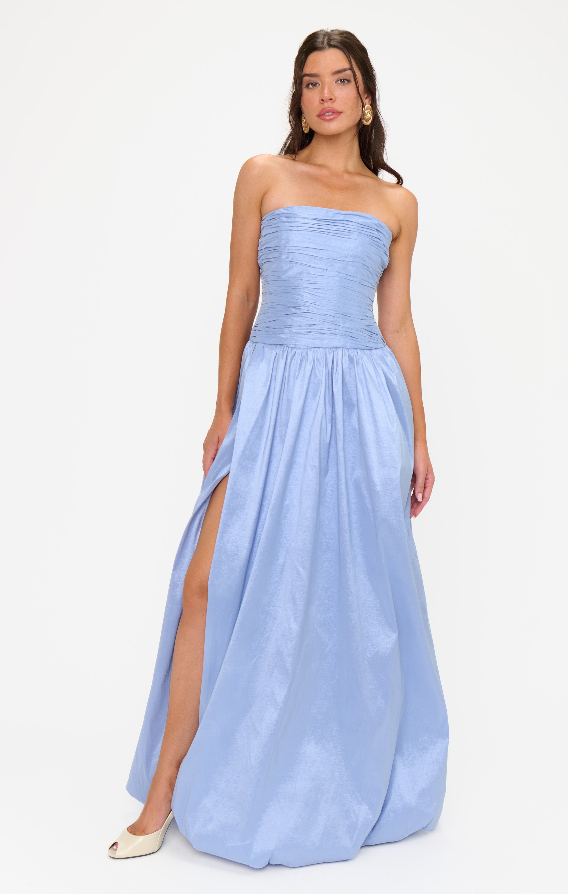 Strapless Maxi Dress for Weddings & Events | Morgan Taffeta Gown