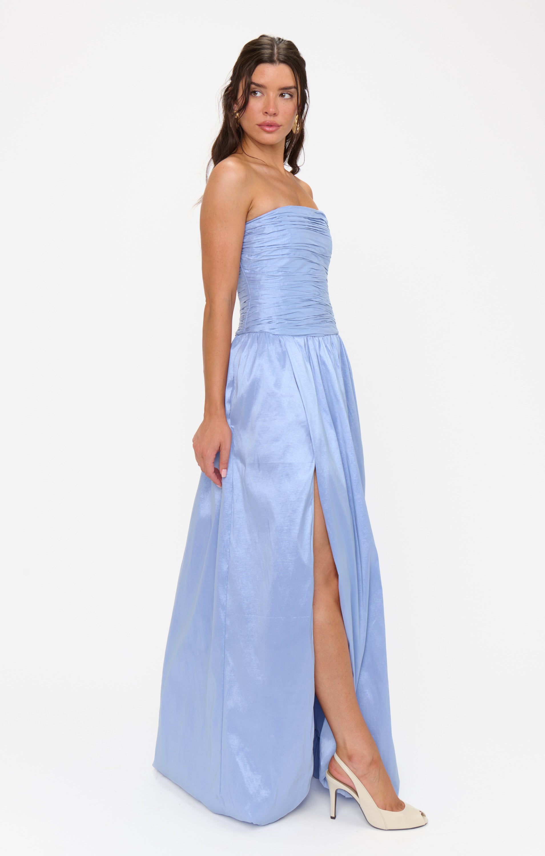 Strapless Maxi Dress for Weddings & Events | Morgan Taffeta Gown