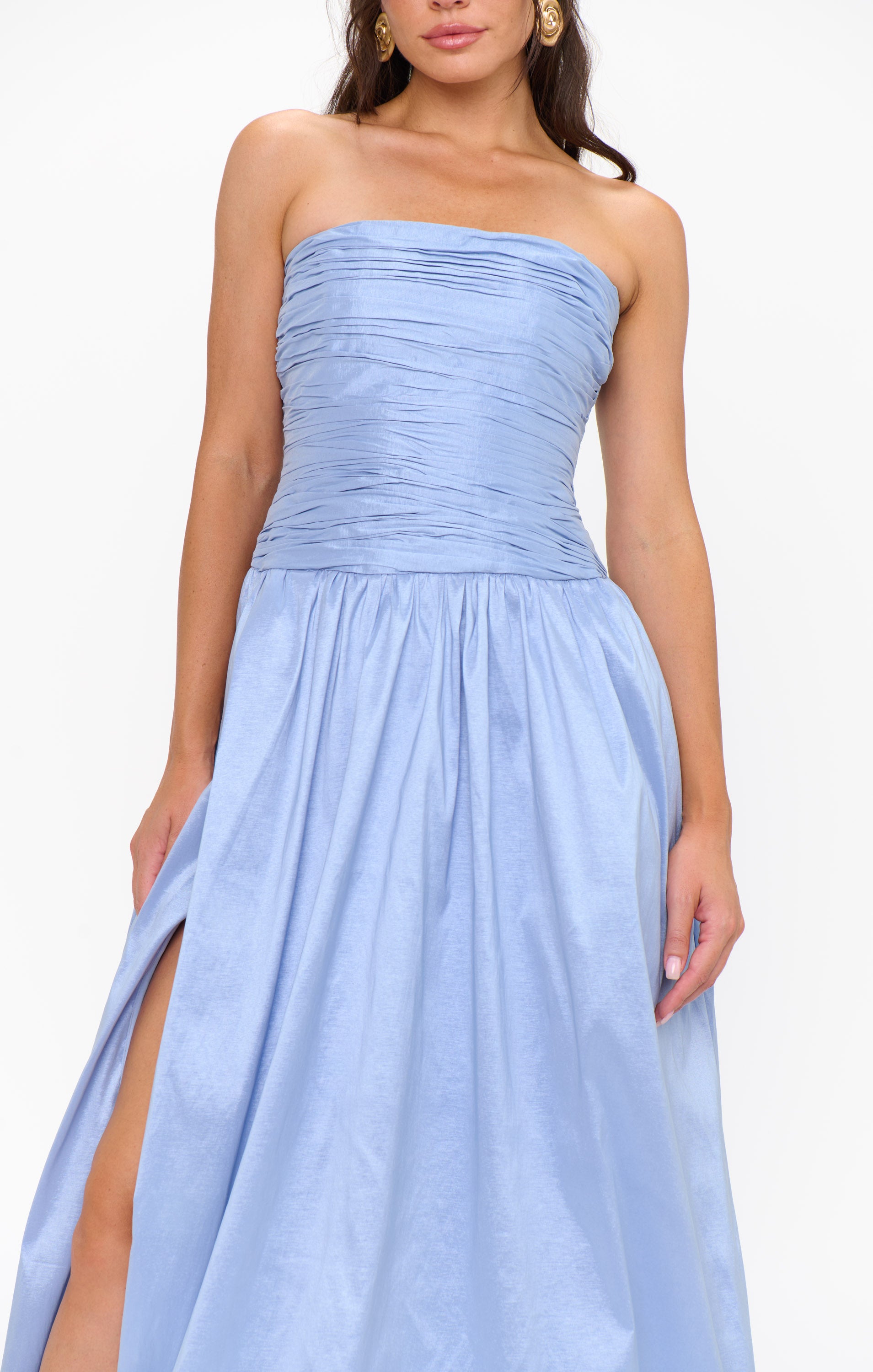 Strapless Maxi Dress for Weddings & Events | Morgan Taffeta Gown