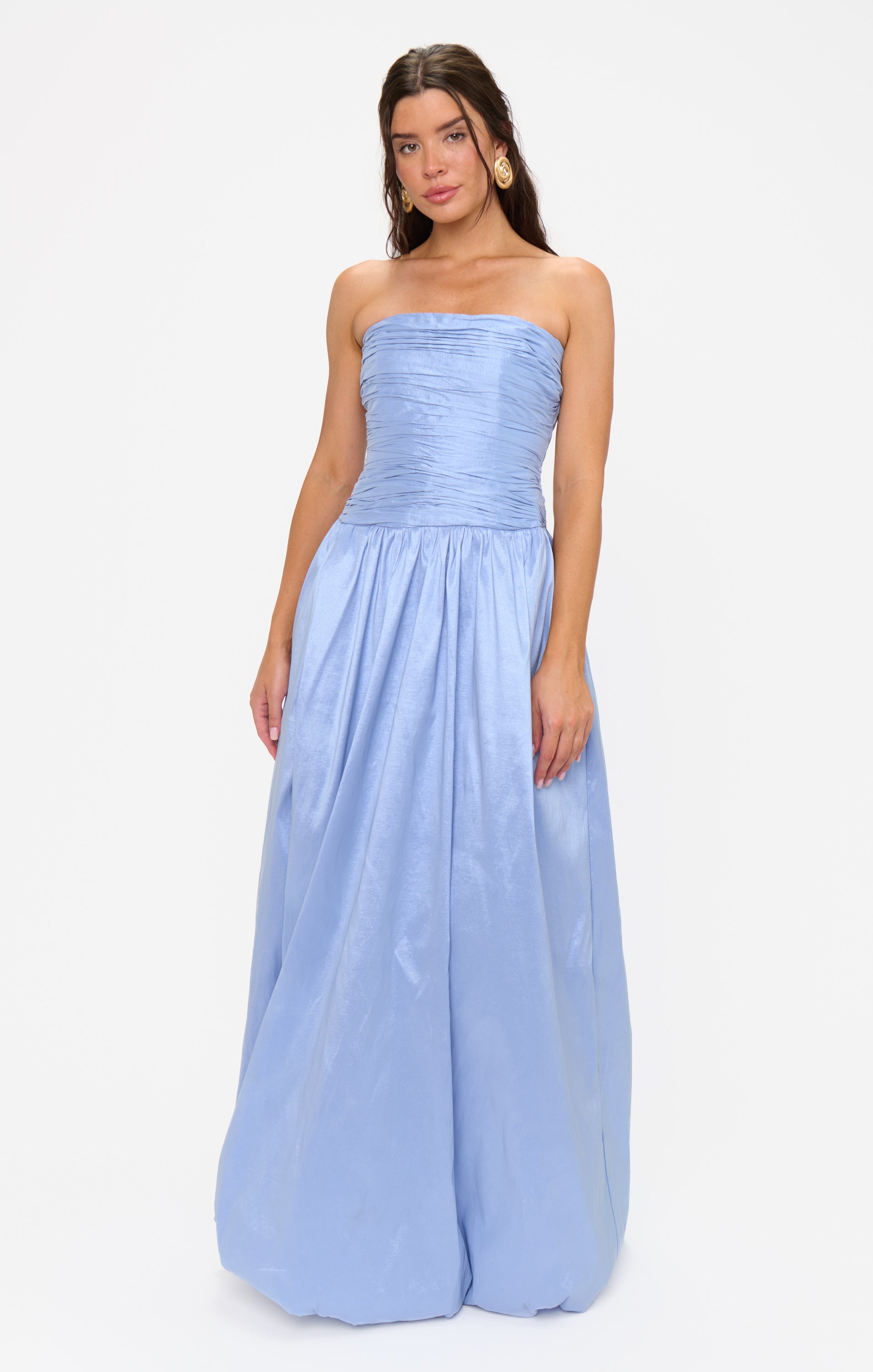 Strapless Maxi Dress for Weddings & Events | Morgan Taffeta Gown