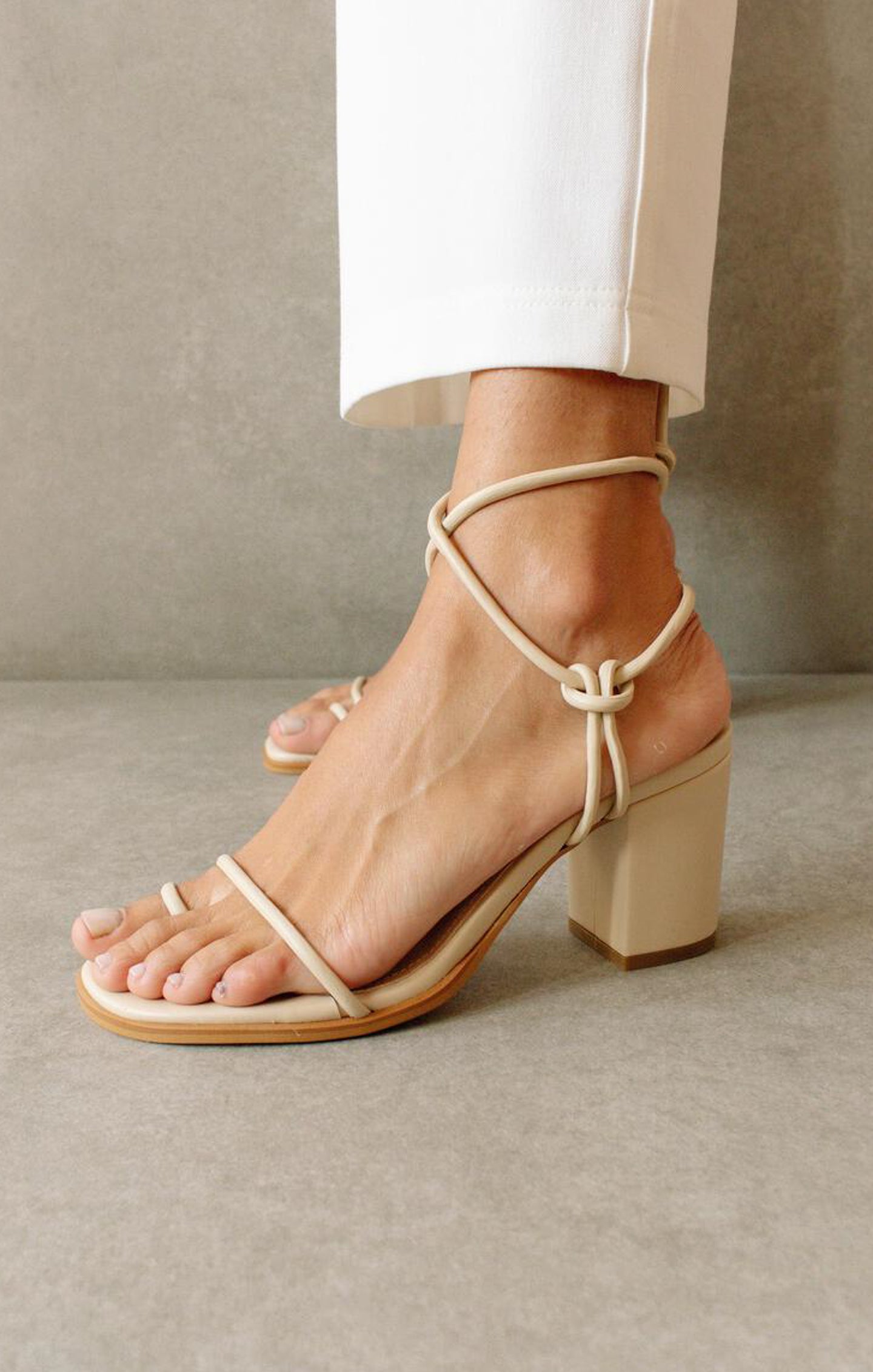 Strappy Ankle Wrap Heels in Corn Ivory | Alohas Grace Sandal