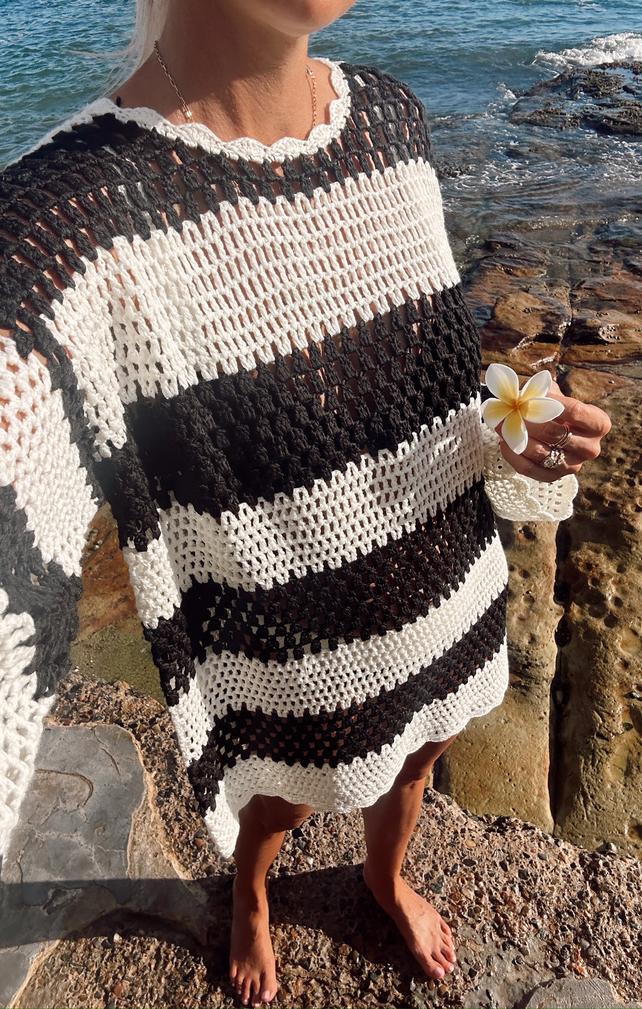 Striped Crochet Pullover for Swim Coverup & Summer Wear | Paula