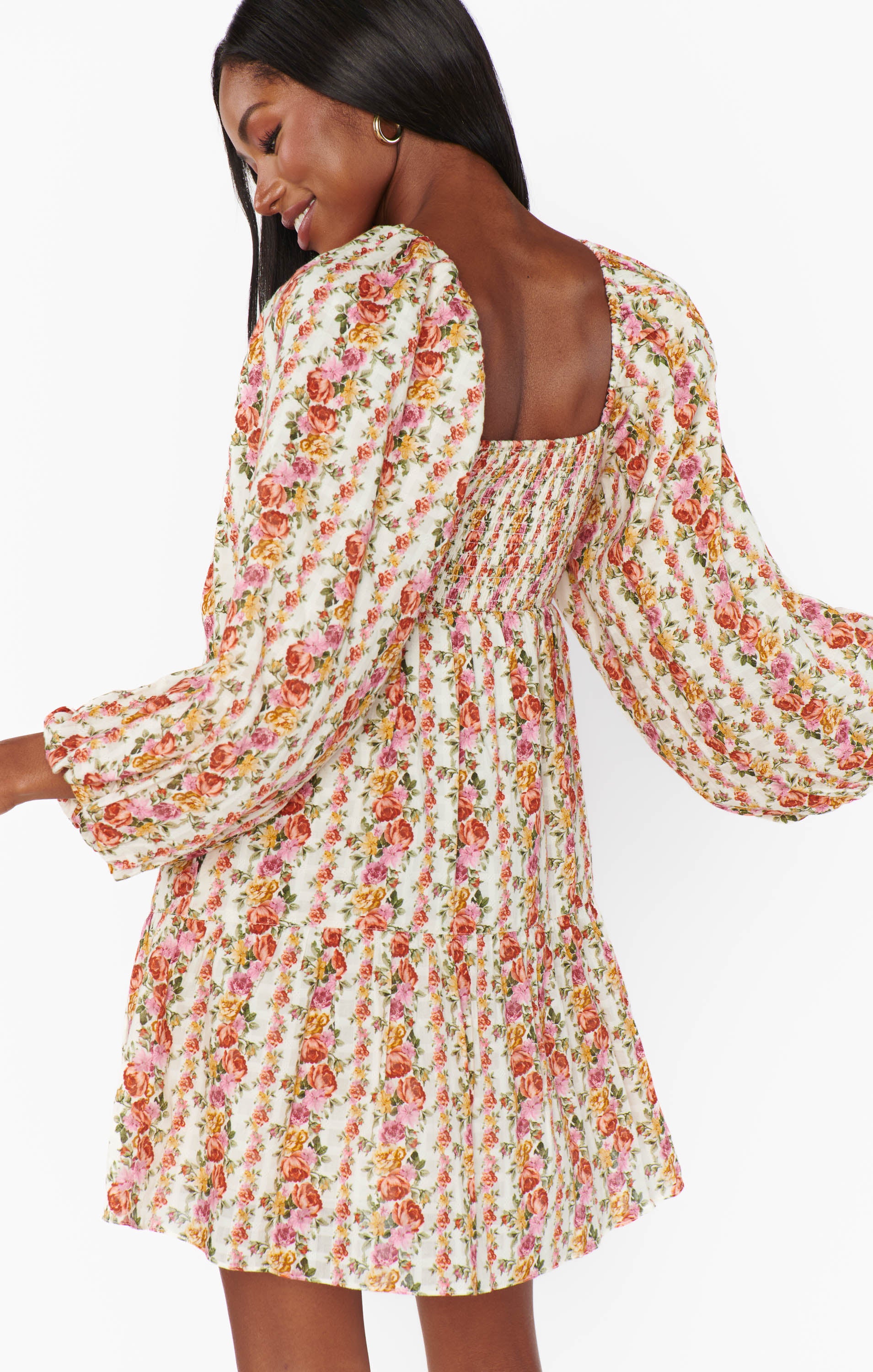 Floral Mini Dress with Balloon Sleeves & Empire Waist | Josephine