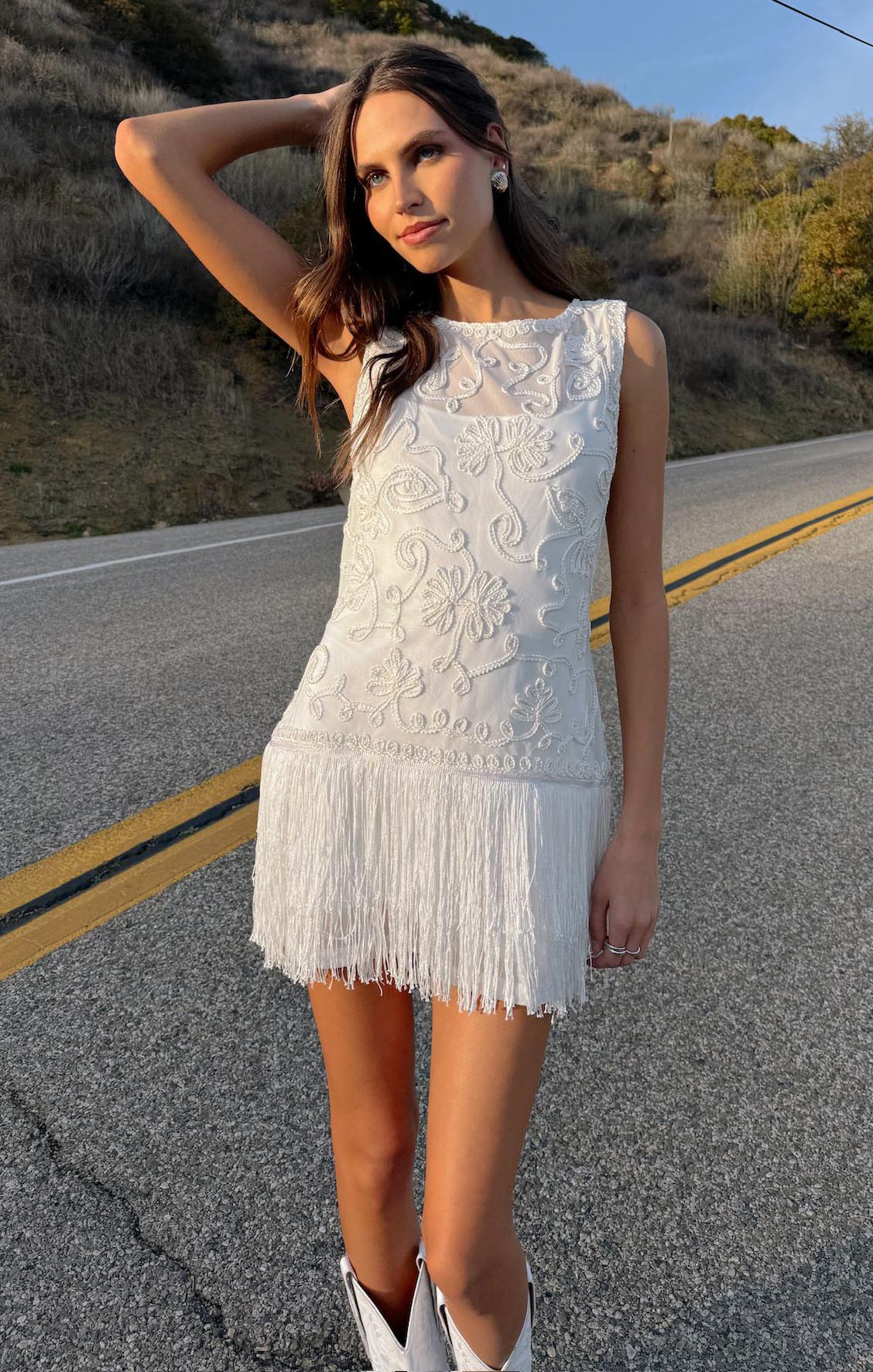 Fringe Mini Dress for Festivals & Nights Out | Cyrus White