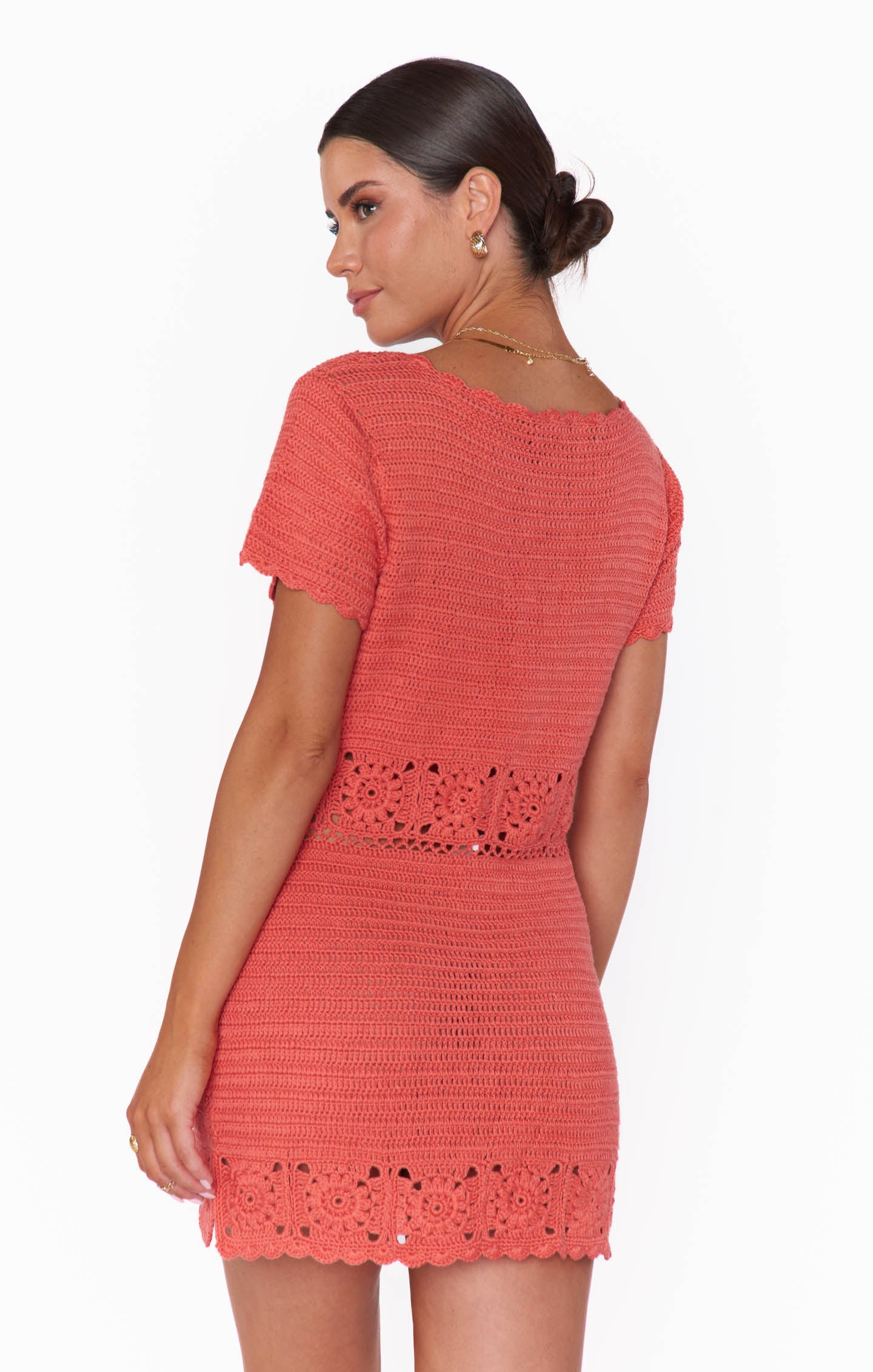Coral Crochet Mini Dress for Beach & Festival | Destination