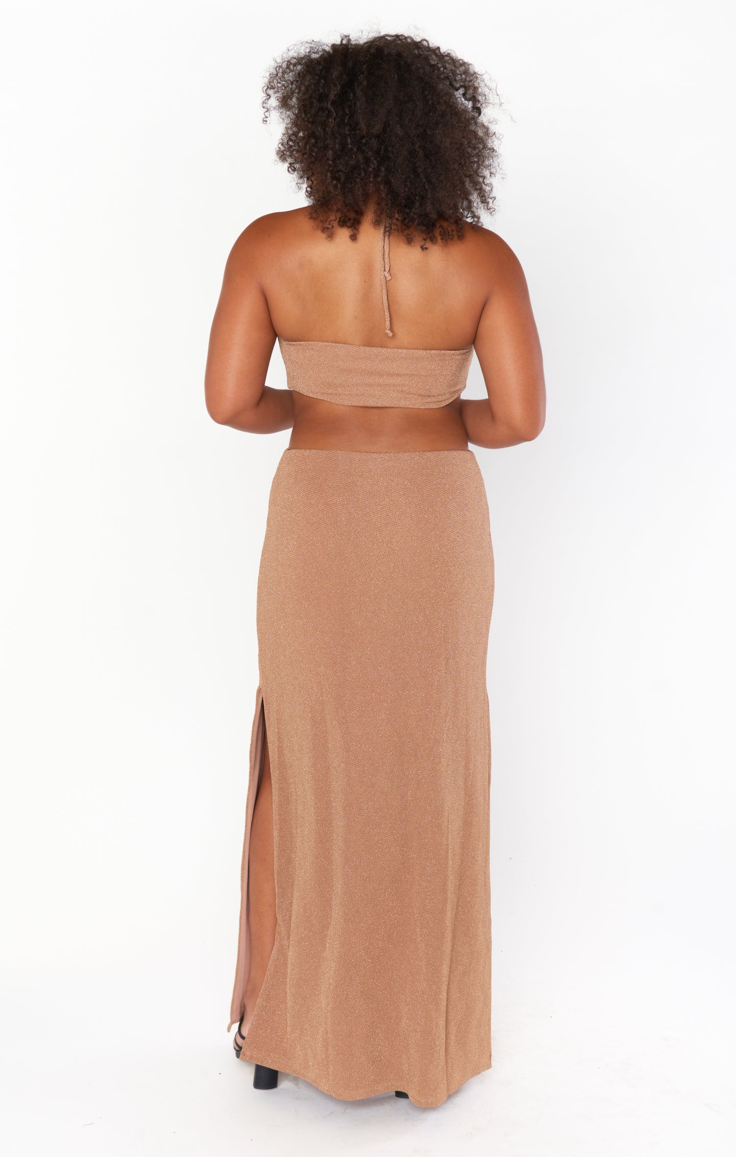 Strapless Tube Maxi Dress with Side Cutouts | Enos Zig Zag Metallic