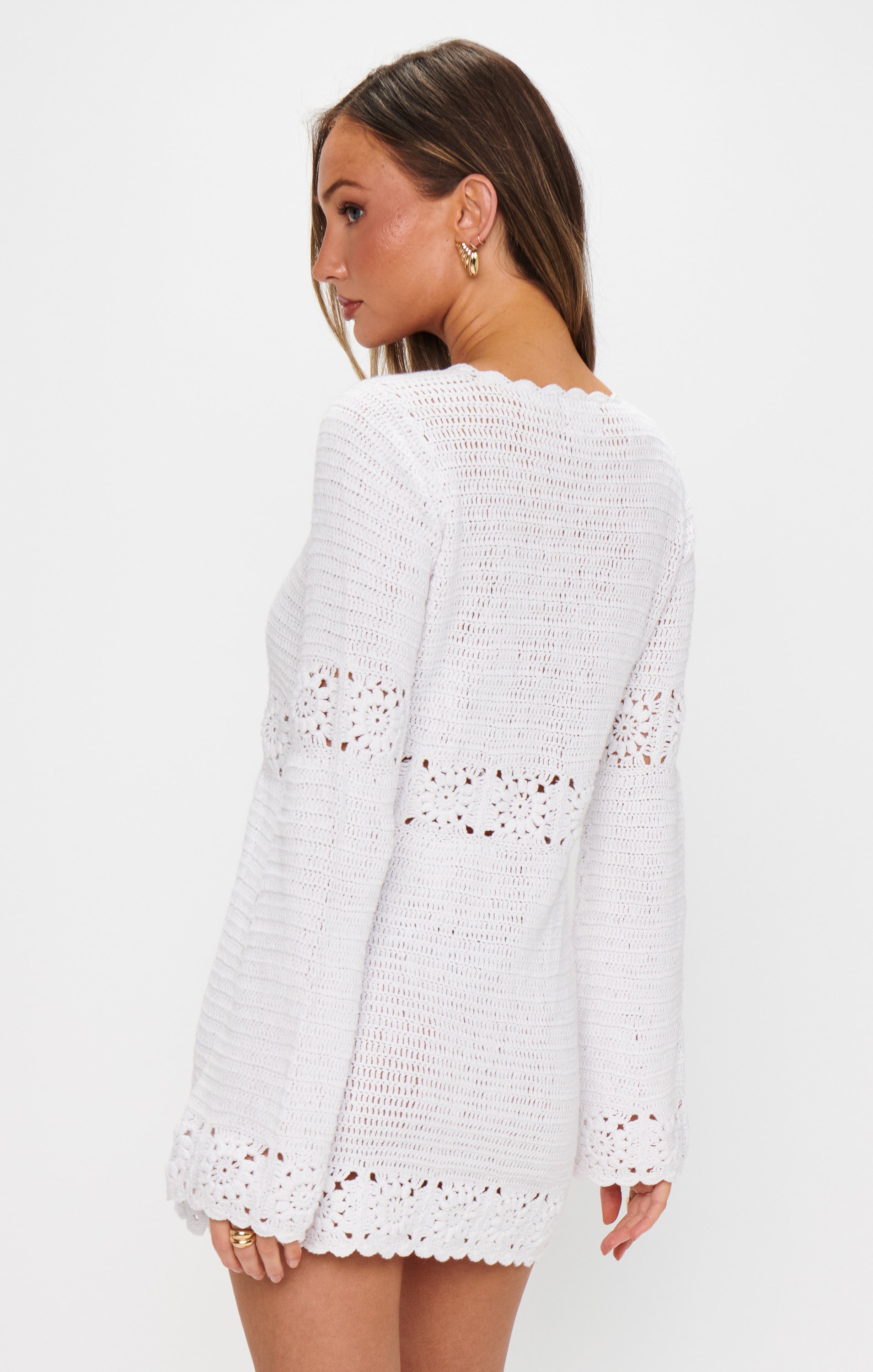 White Crochet Mini Dress for Beach & Festivals | Jet Lag Dress