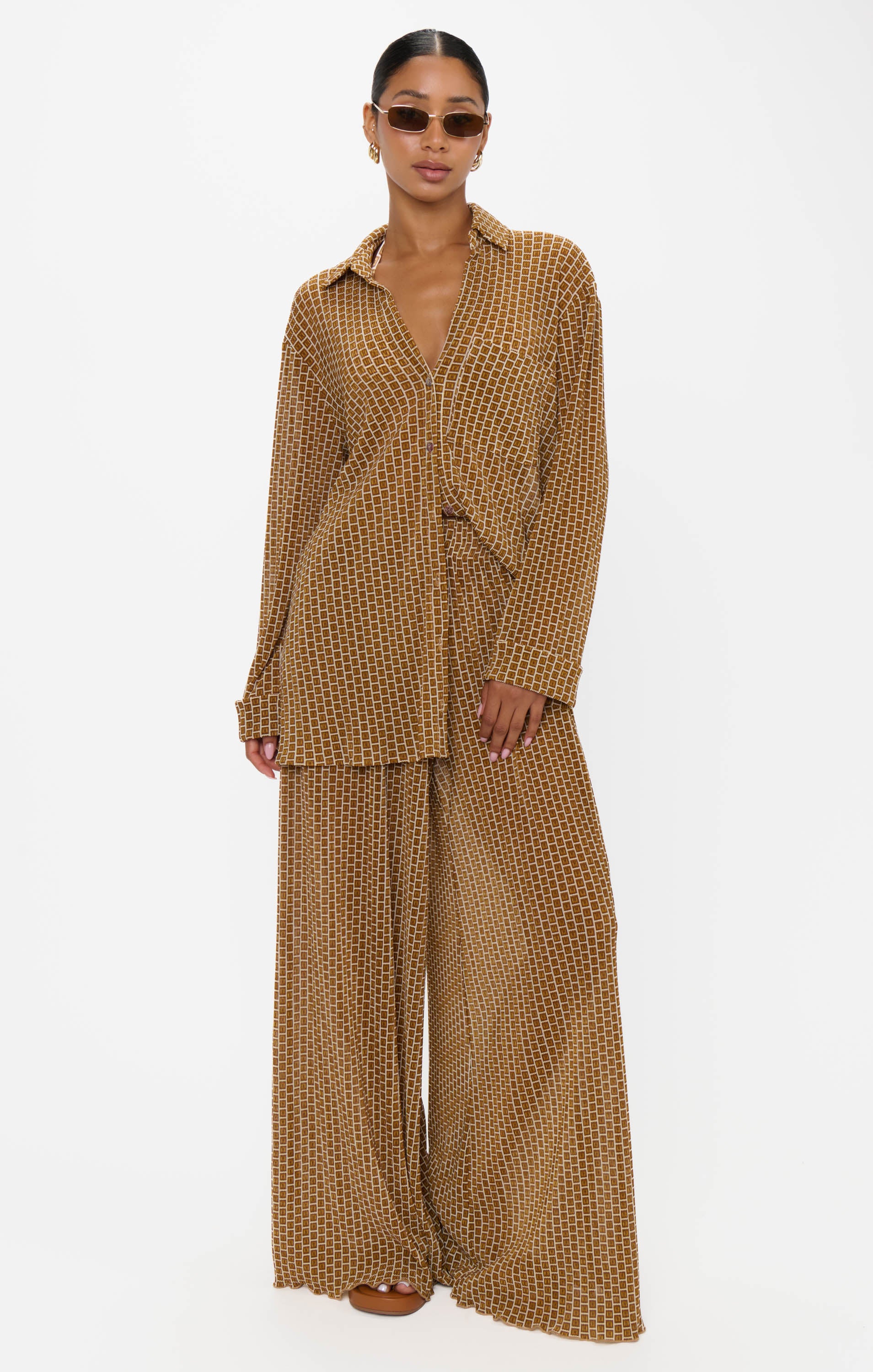 Breezy Wide-Leg Pants for Women | Jet Setter Beachy Bronze Geo