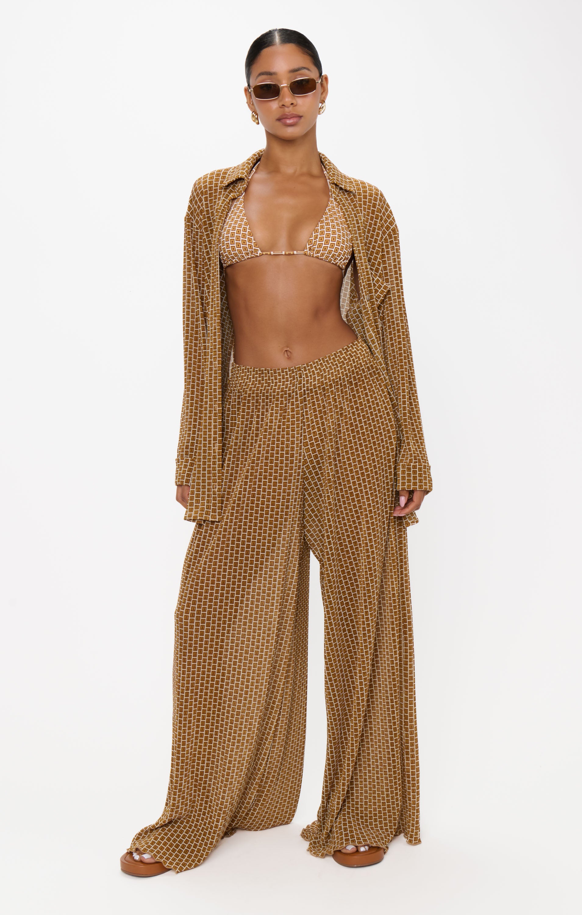 Breezy Wide-Leg Pants for Women | Jet Setter Beachy Bronze Geo