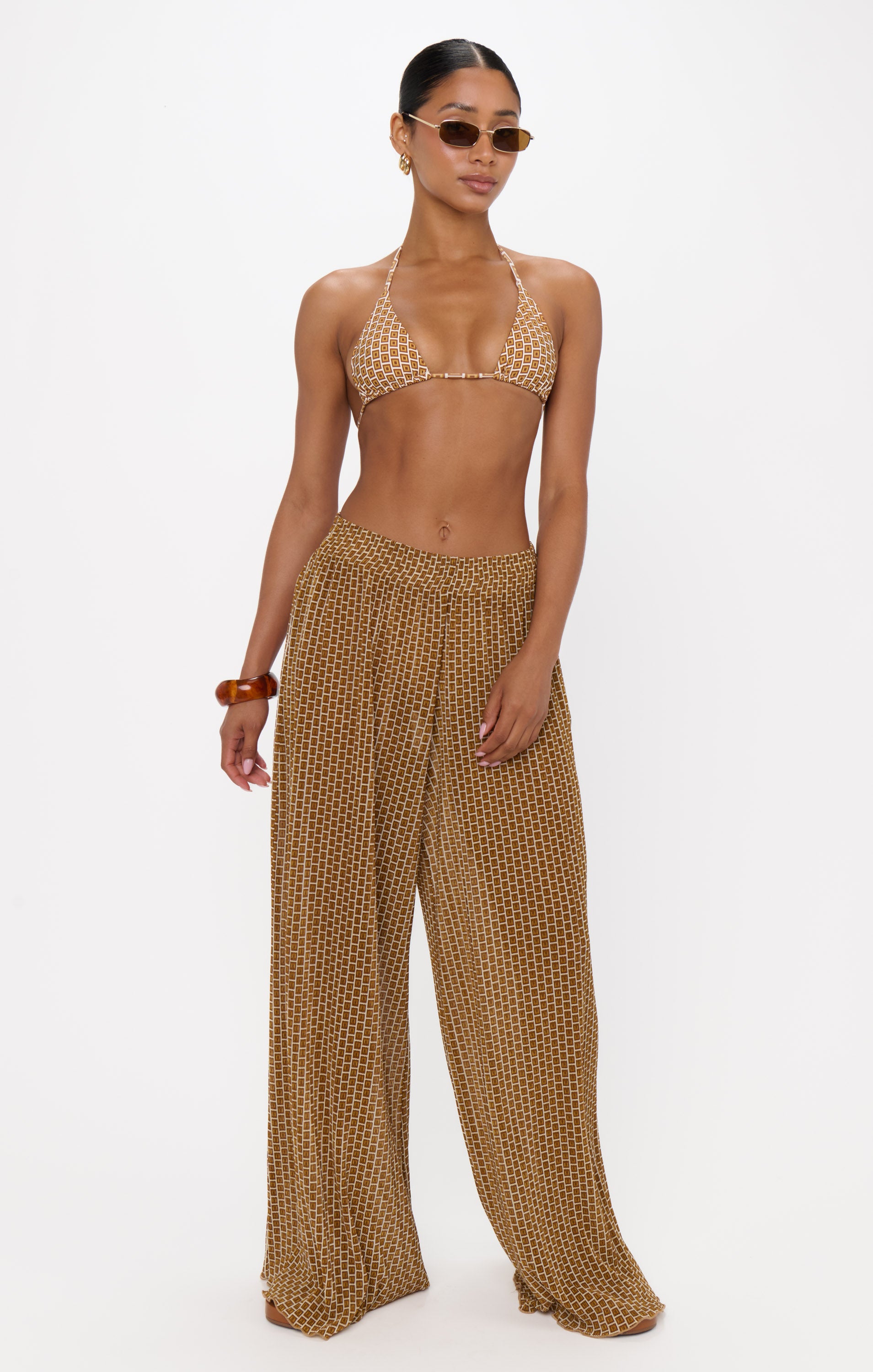 Breezy Wide-Leg Pants for Women | Jet Setter Beachy Bronze Geo