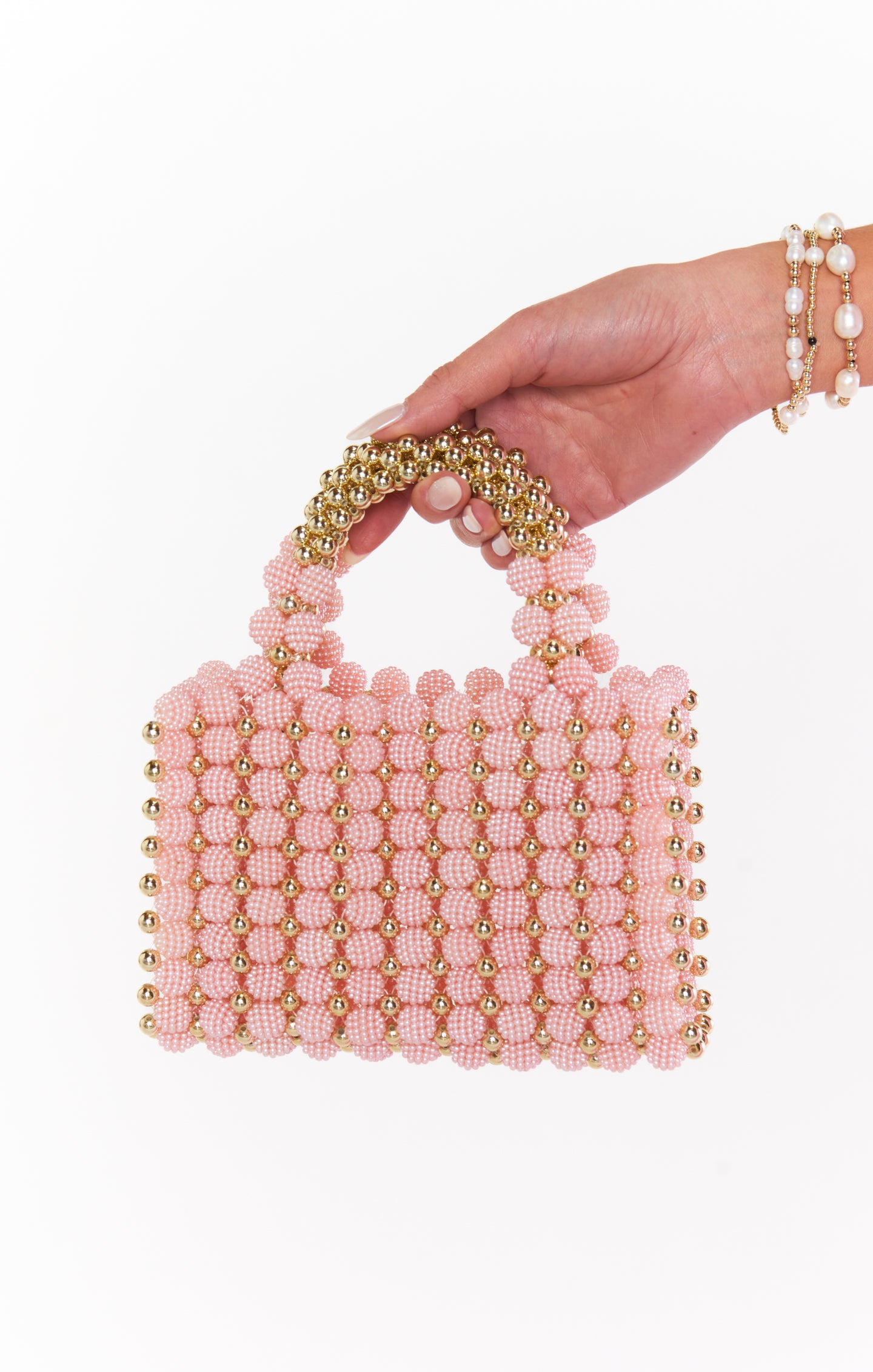 Light Pink & Gold Beaded Purse for All Occasions | Bethany Bag