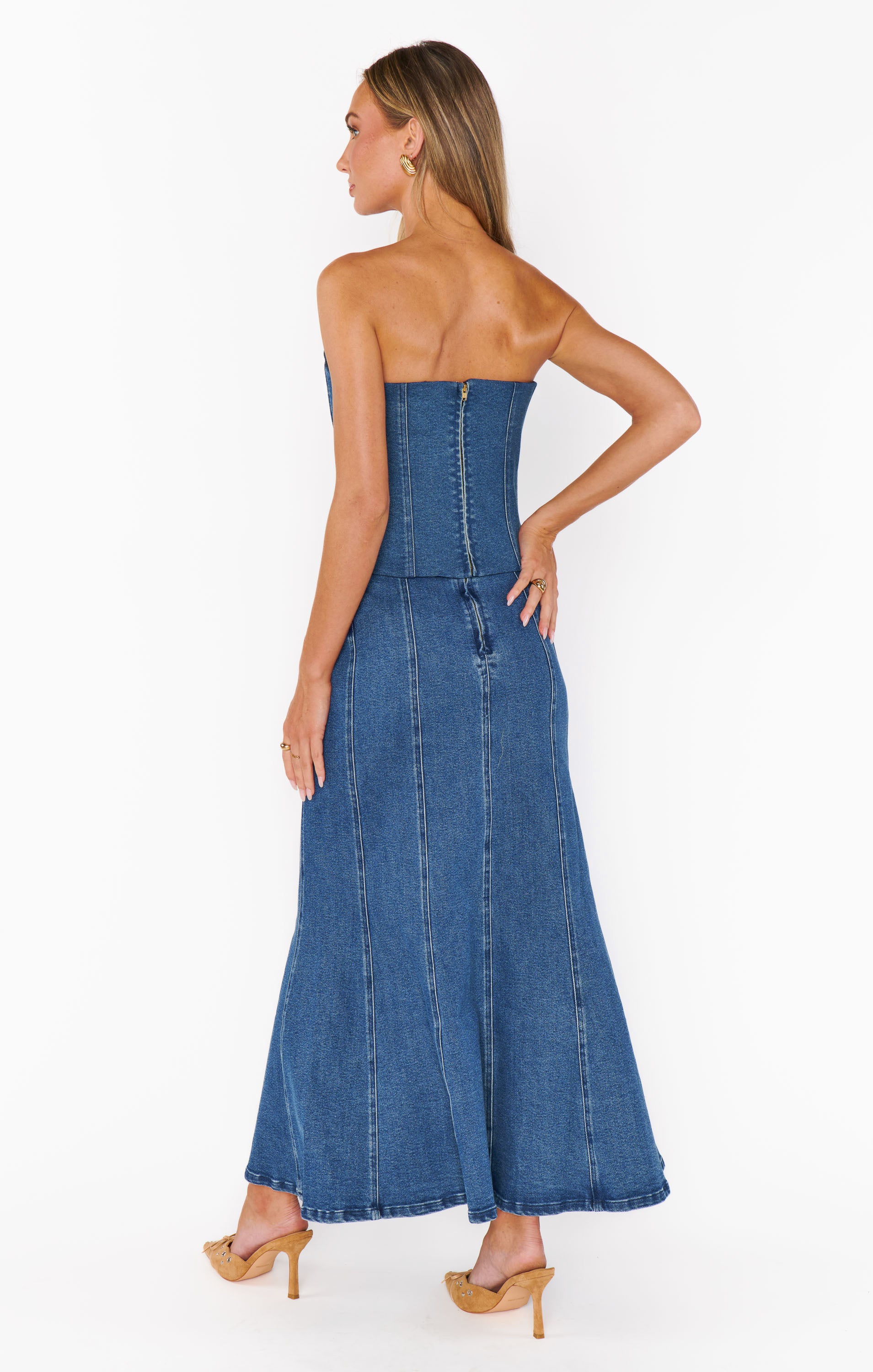 High-Waisted Denim Maxi Skirt in Blue Indigo | Baton Rouge