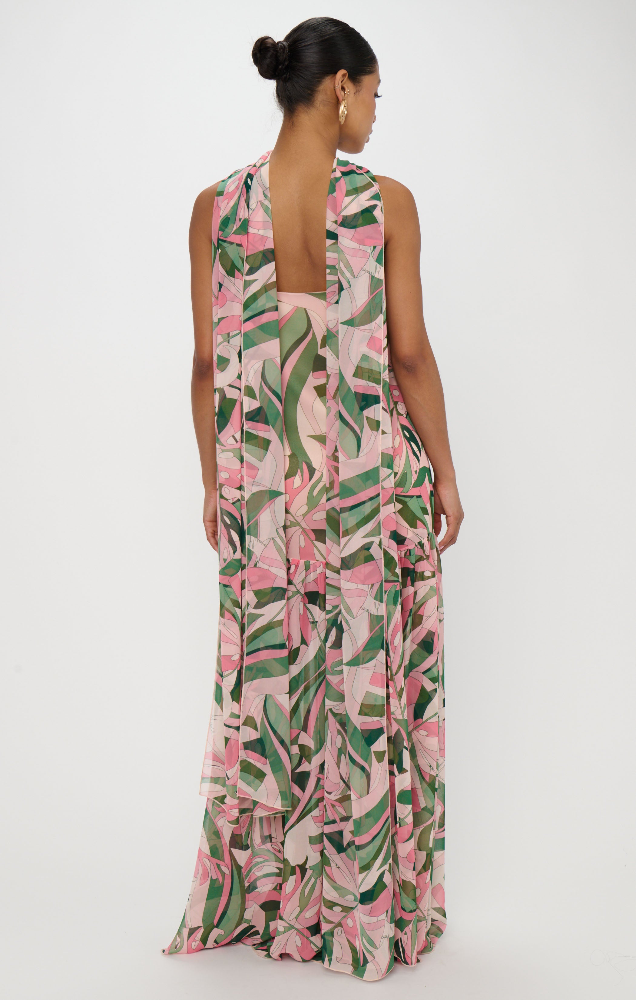 Flamingo Palms Maxi Dress with Coordinating Scarf | Dalia
