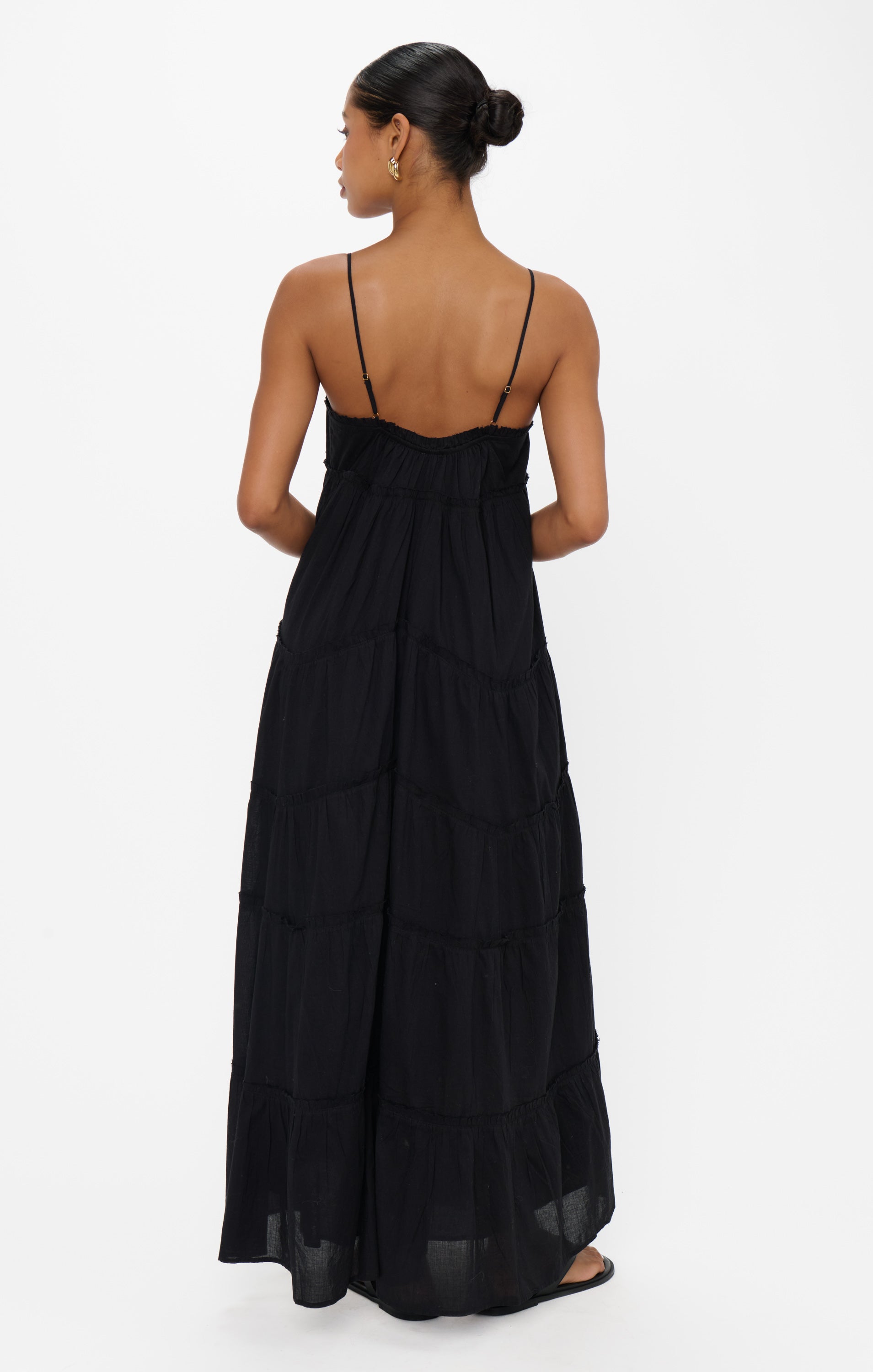 Boho Floral Midi Dress with Adjustable Straps & Gold Buttons | Gracie