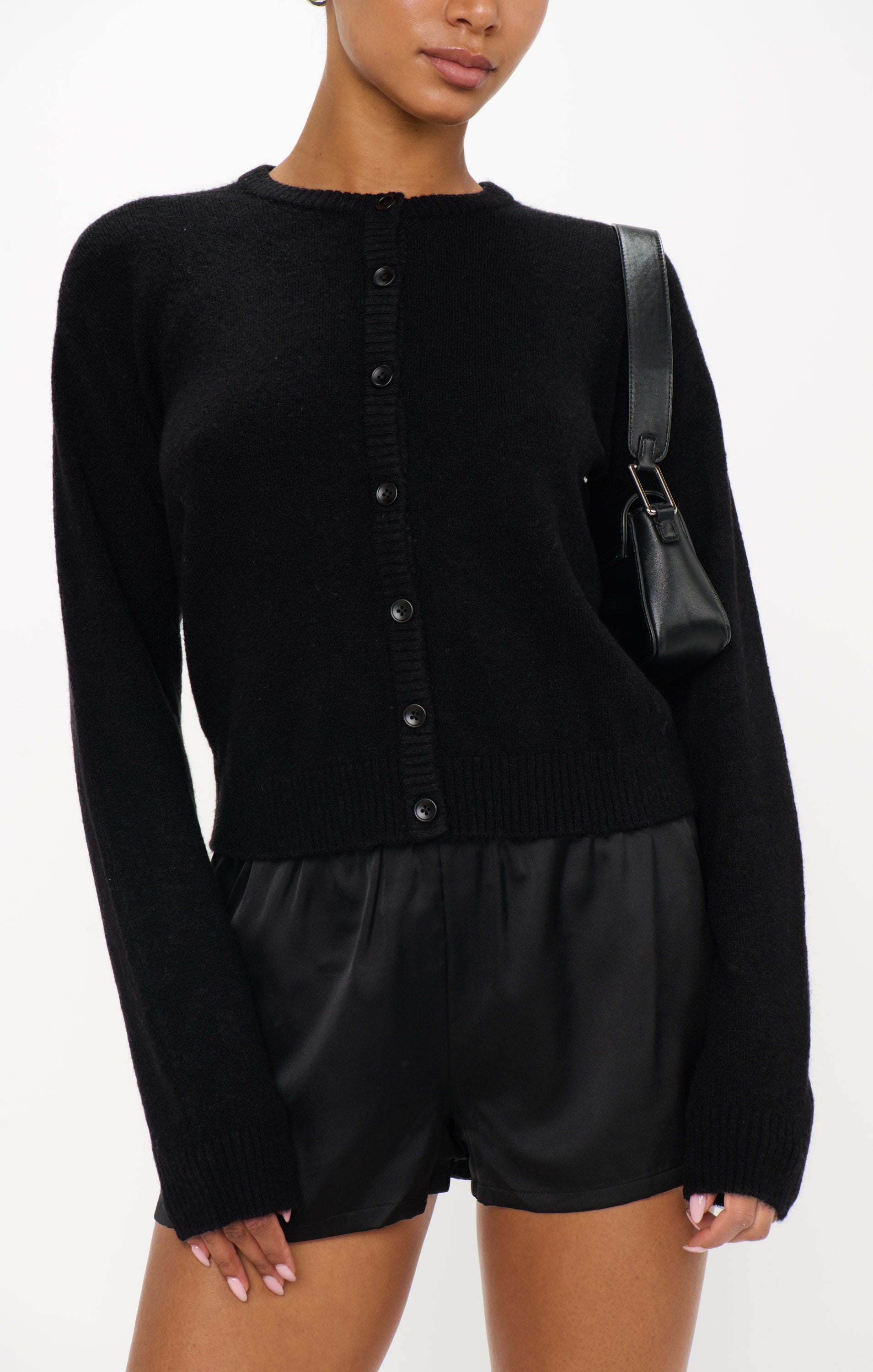 Soft Knit Cardigan for Women | Jet Black Throw-On Style
