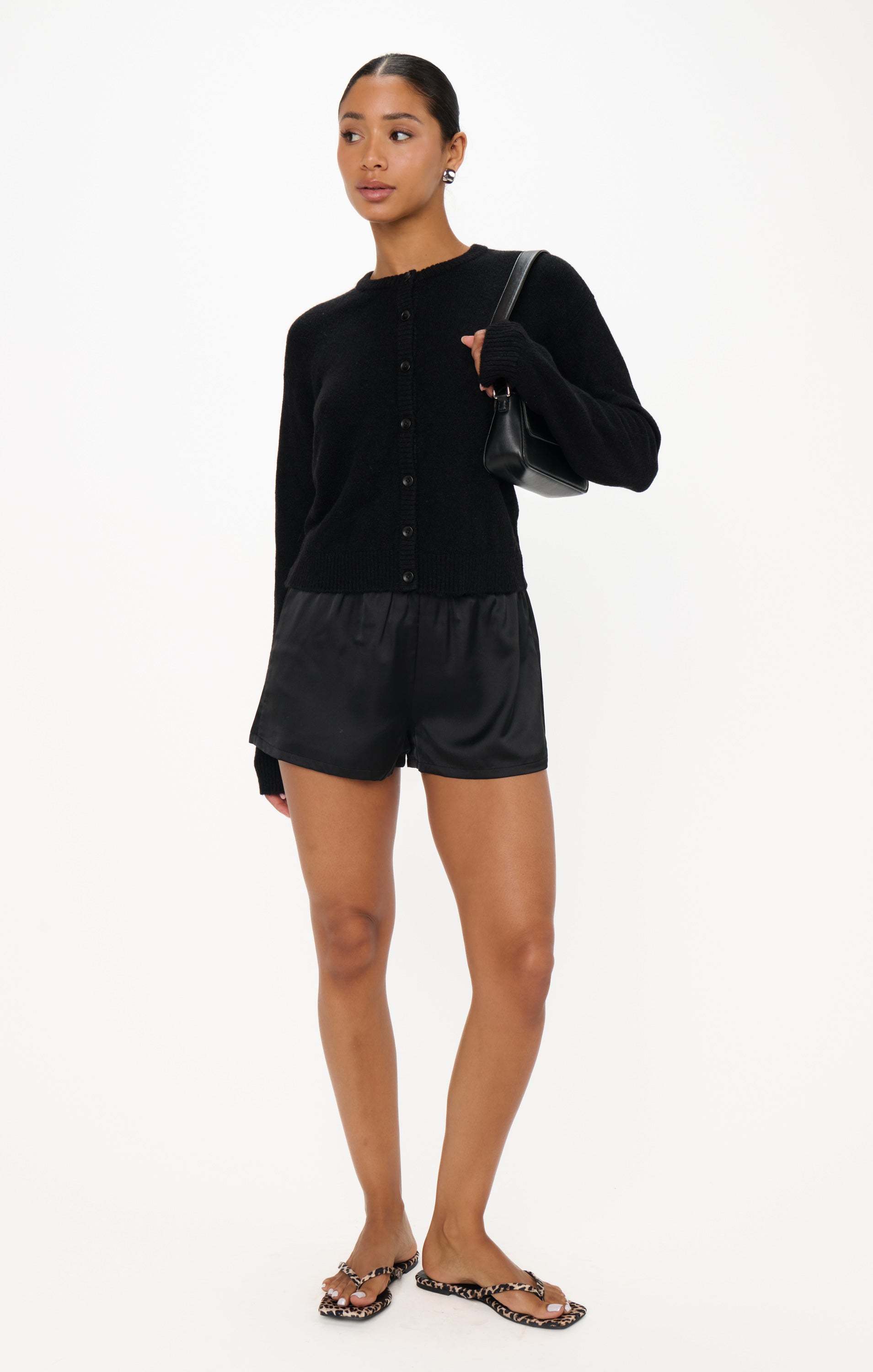 Soft Knit Cardigan for Women | Jet Black Throw-On Style