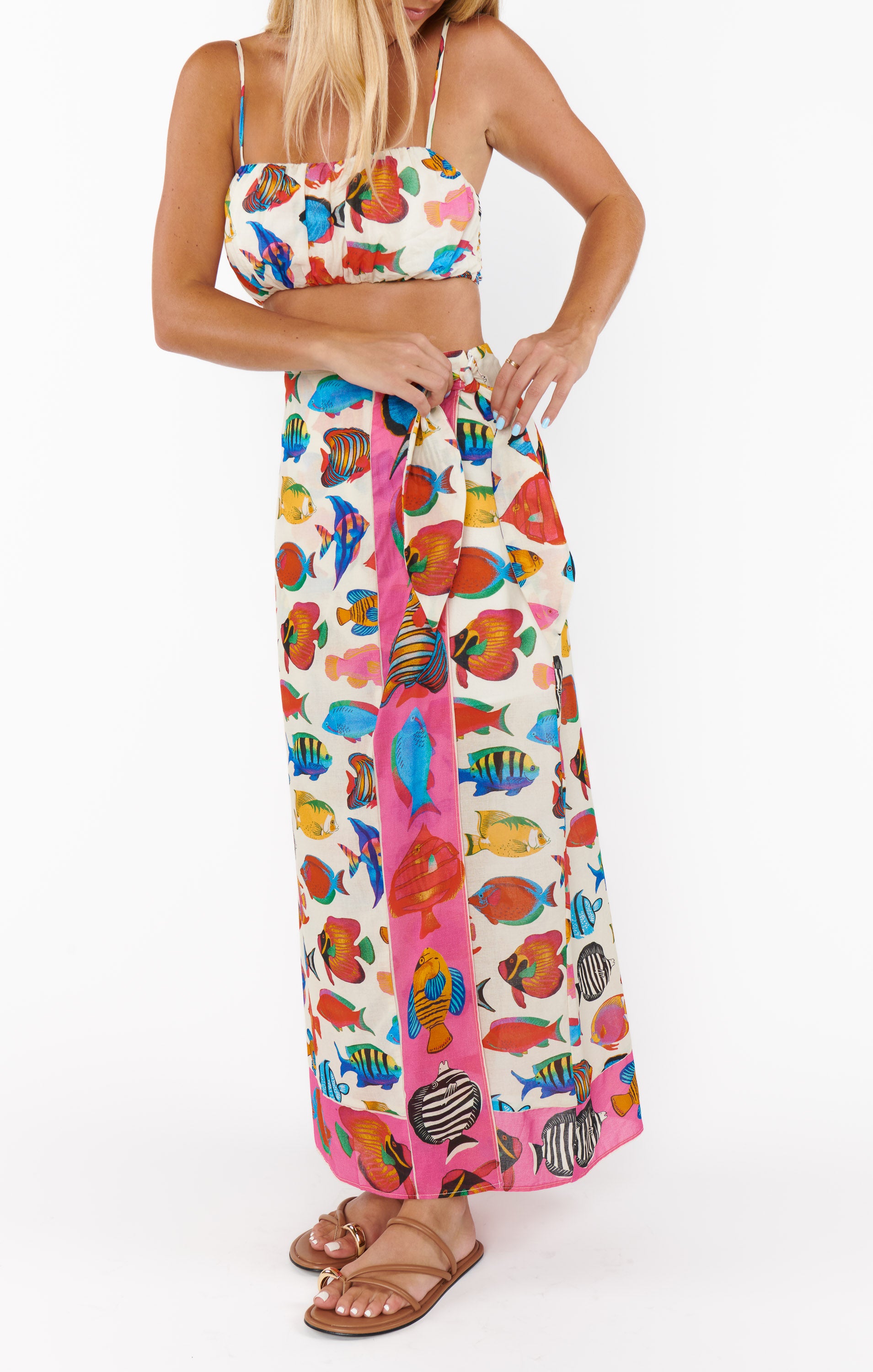 Lightweight Wrap Skirt with Side Zipper & Tie | Rainbow Reef
