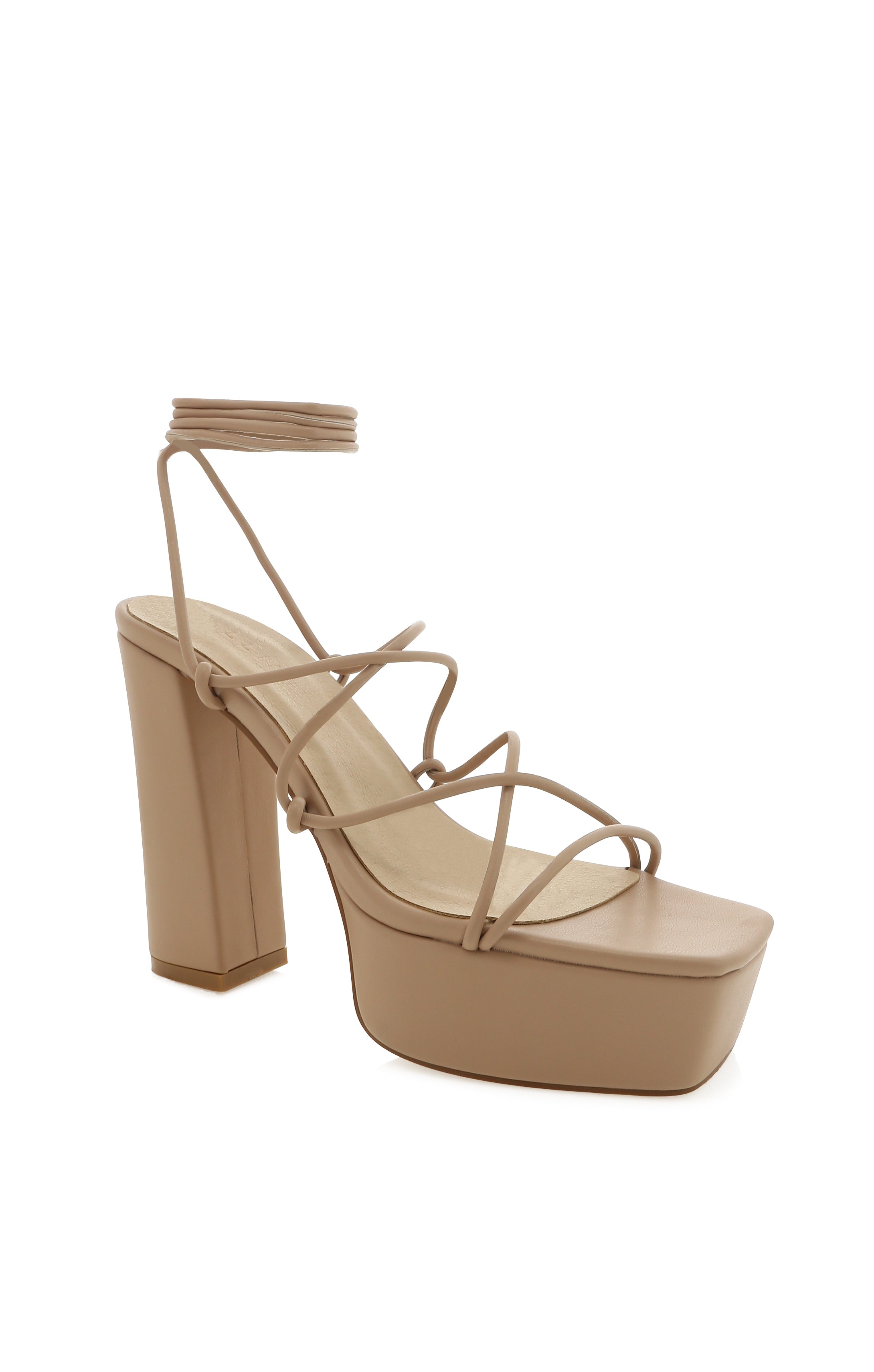 Strappy Platform Heels with Chunky High Heel | Billini Maude Parchment