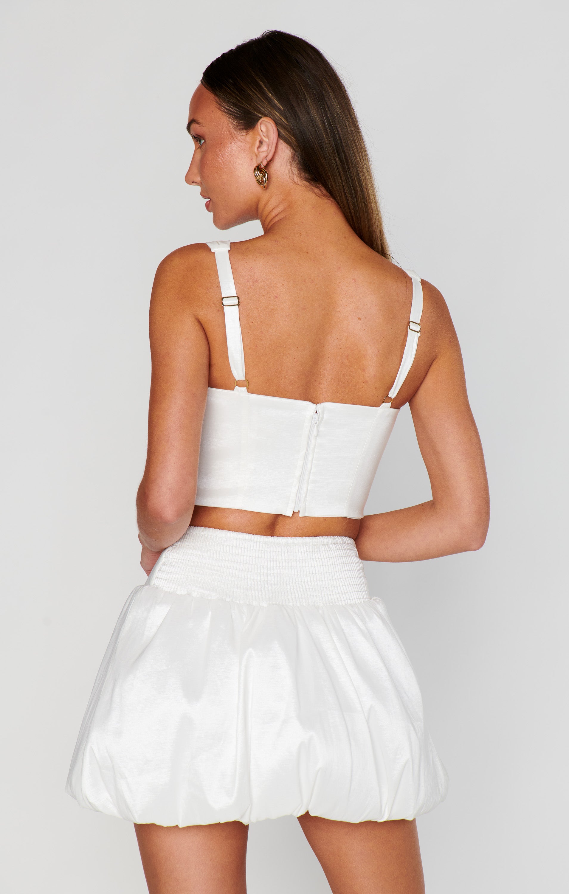 White Taffeta Skort with Built-in Shorts | Celeste