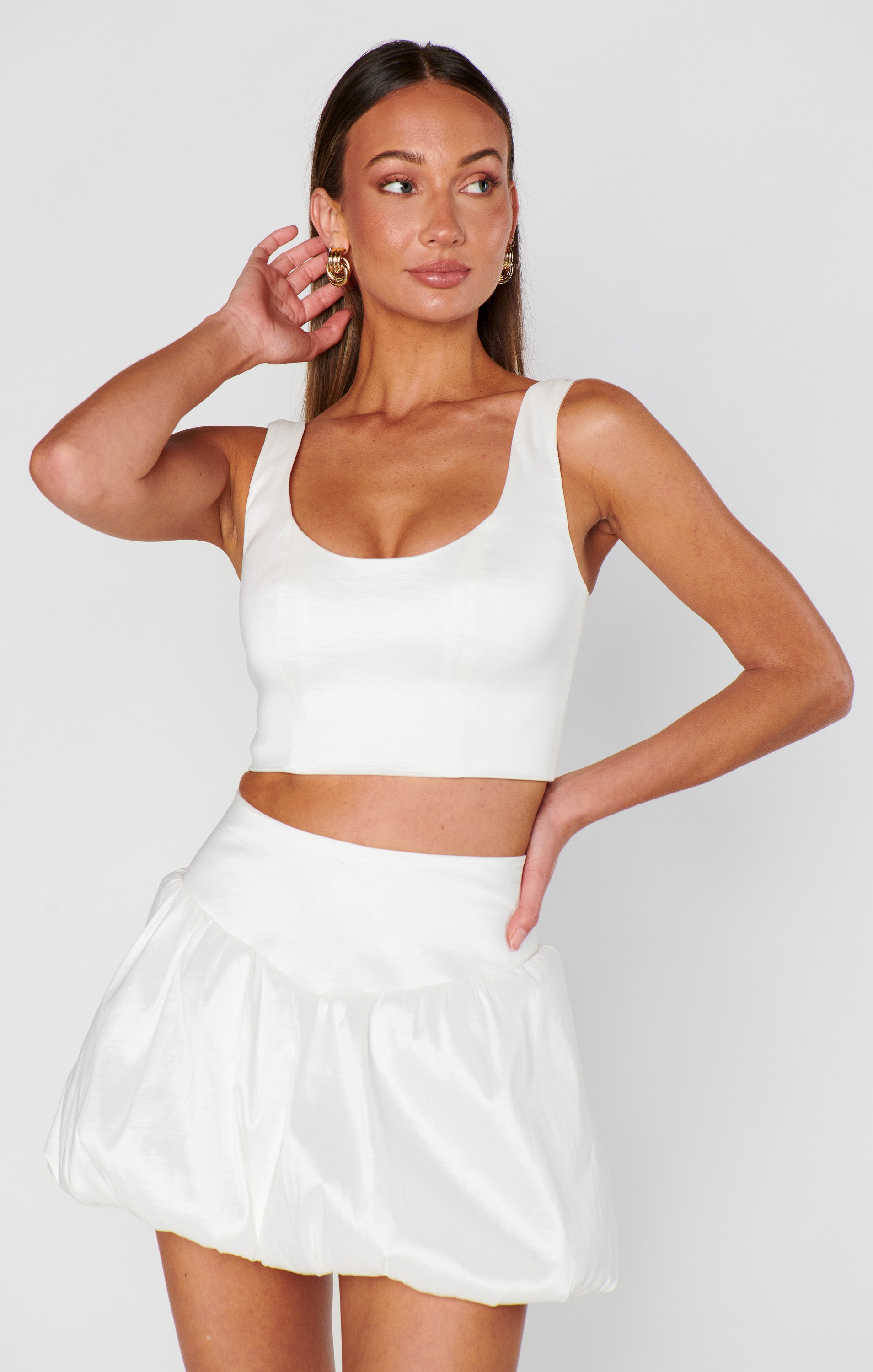 White Taffeta Skort with Built-in Shorts | Celeste