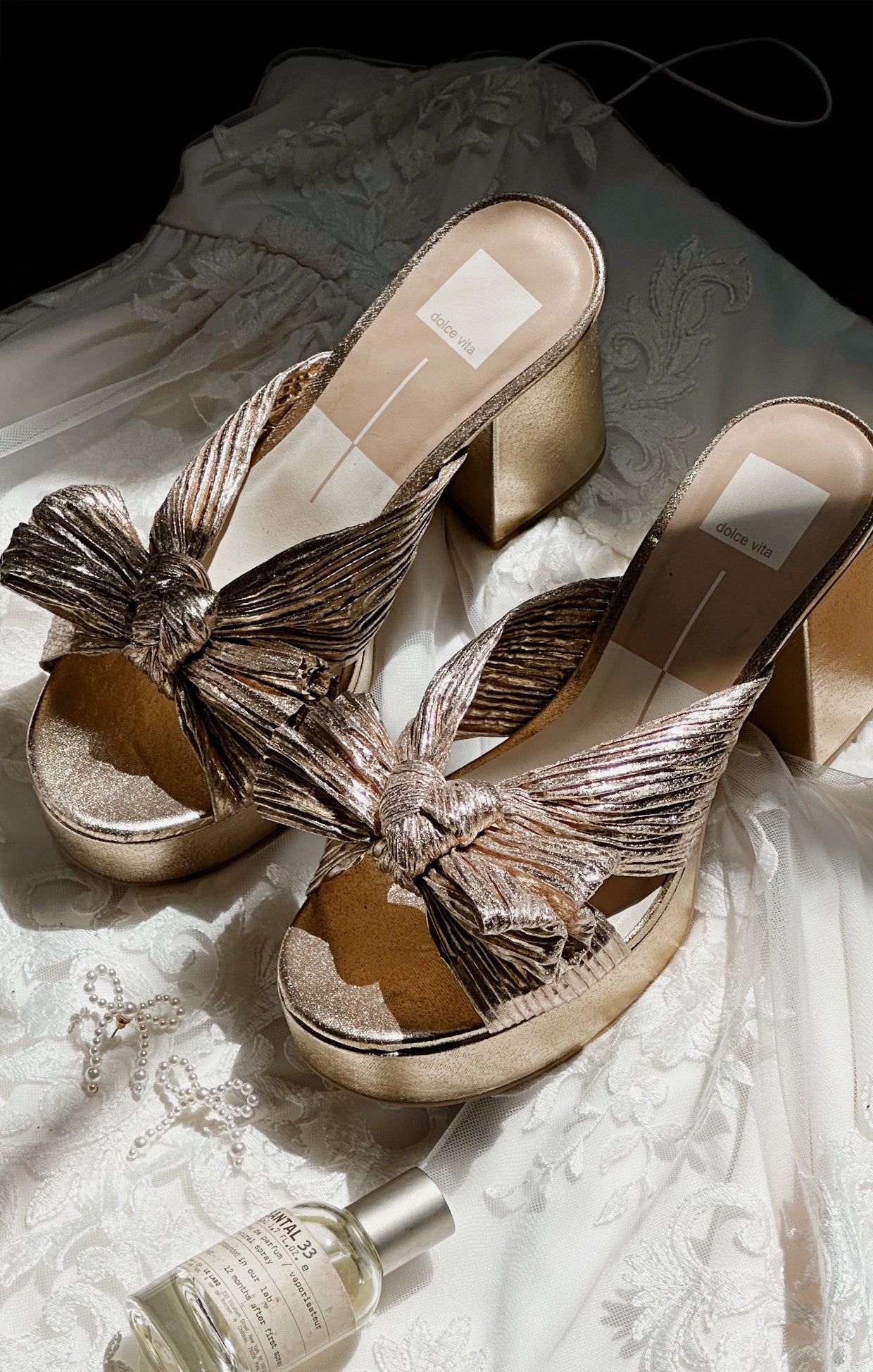 Pleated Bow Heel Sandals for Bridal & Dressy Occasions | Dolce Vita
