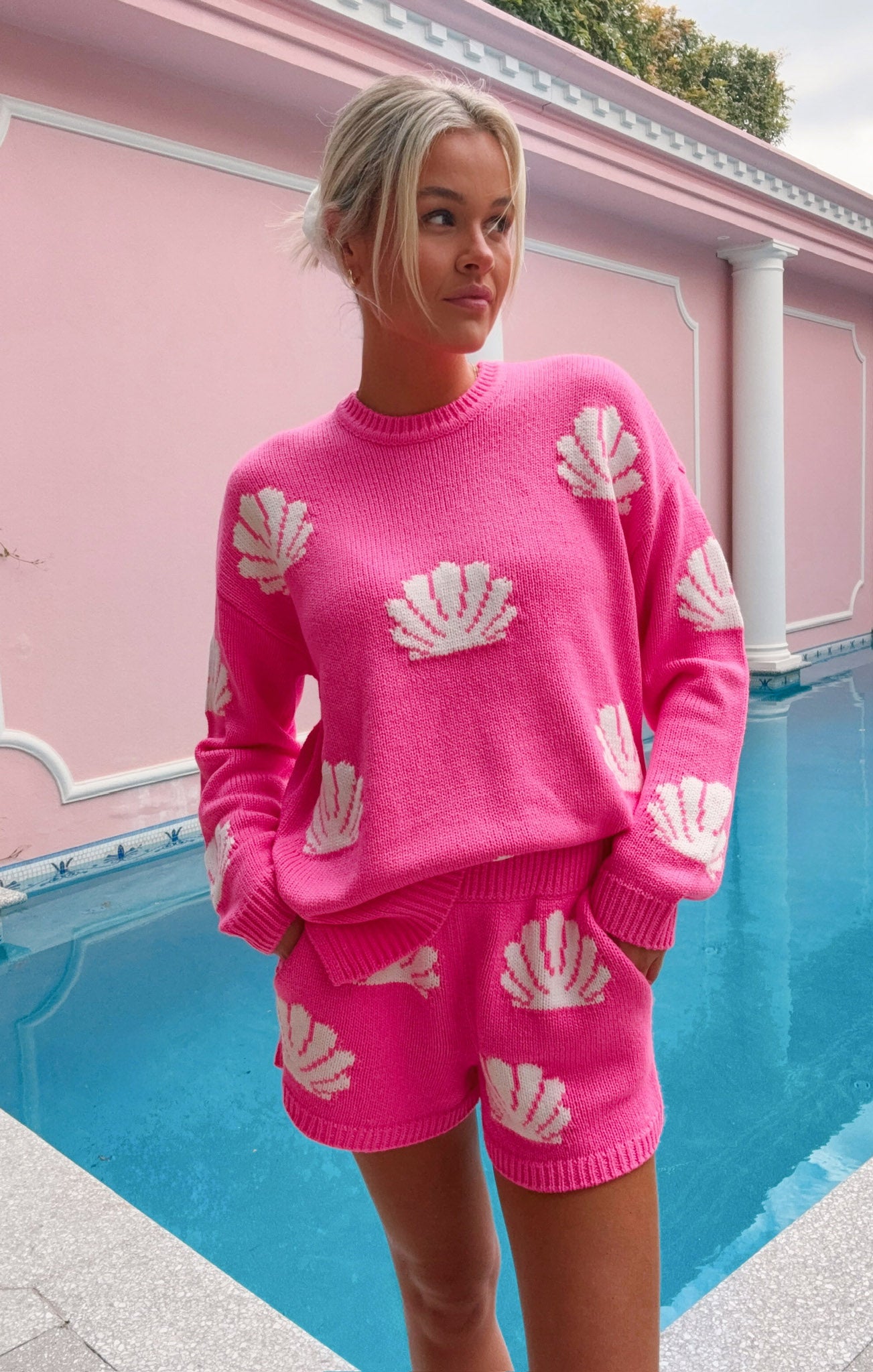 Knit Shorts with Elastic Waistband for Comfort & Style | Boardwalk Hot Pink
