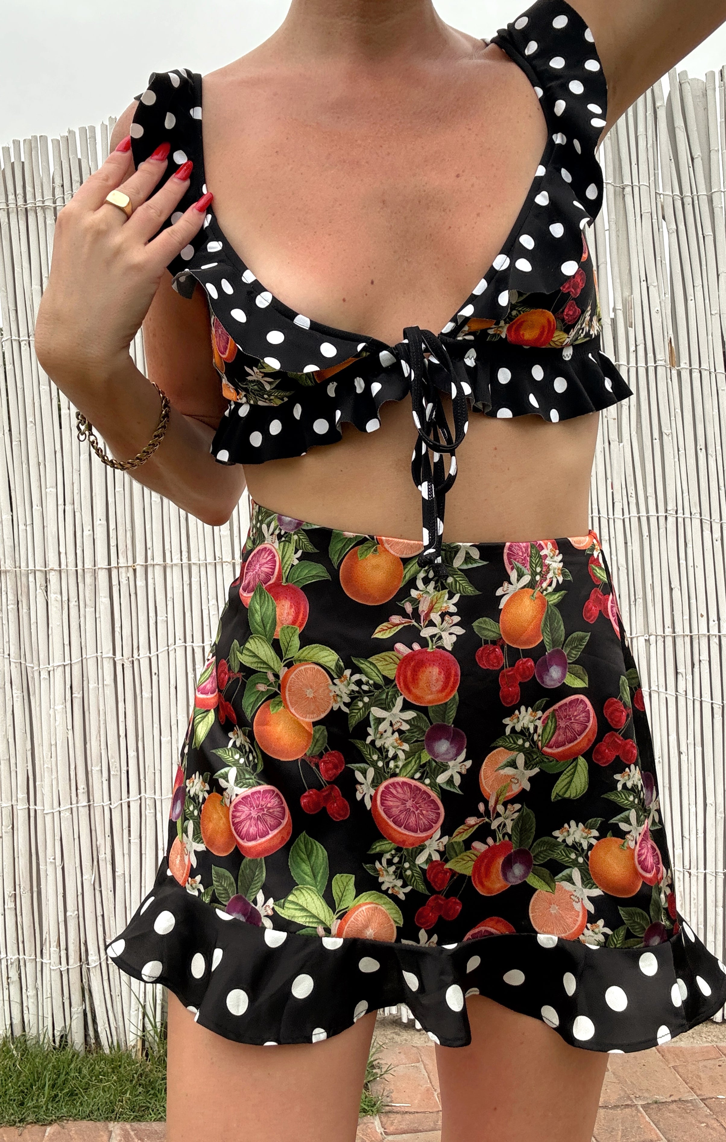 Flirty Ruffle Skort with Built-In Shorts | Tropical Sangria
